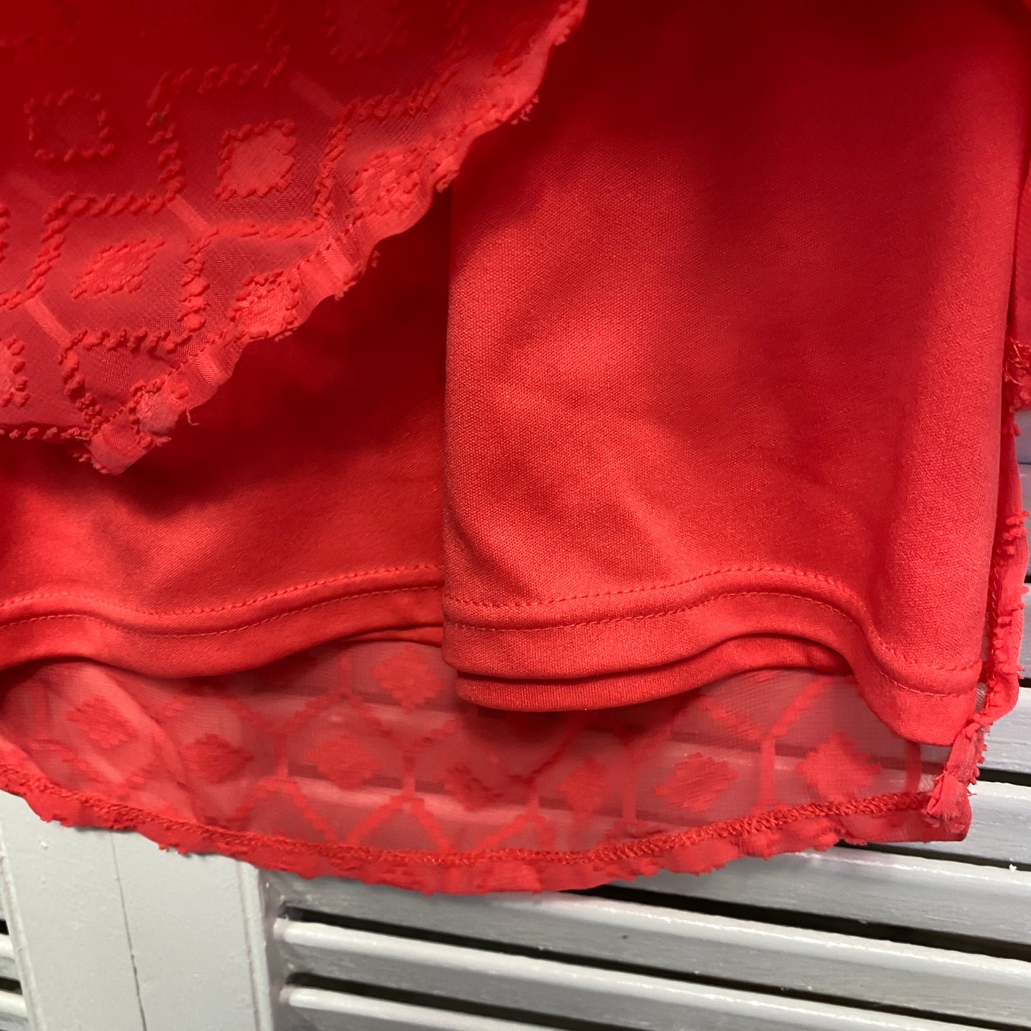 Liz Jordan Top Size 14 Red Button Up Long Sleeve Sheer