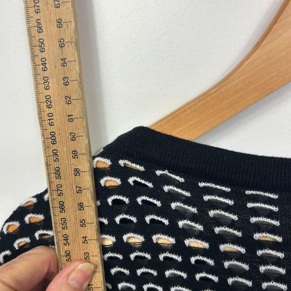 Black White Cotton Knit Cardigan Top - Size 14/16