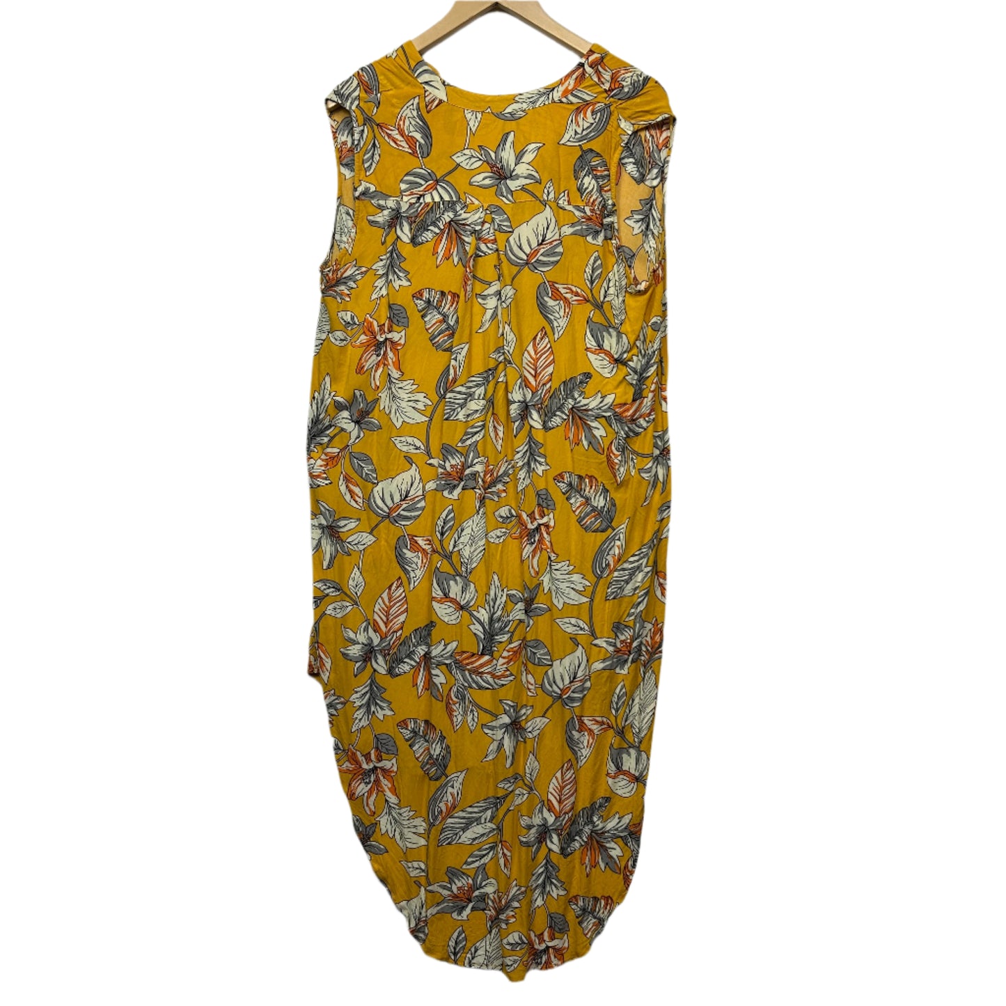 Caroline Morgan Dress Size 14 Mustard Sleeveless Floral Viscose
