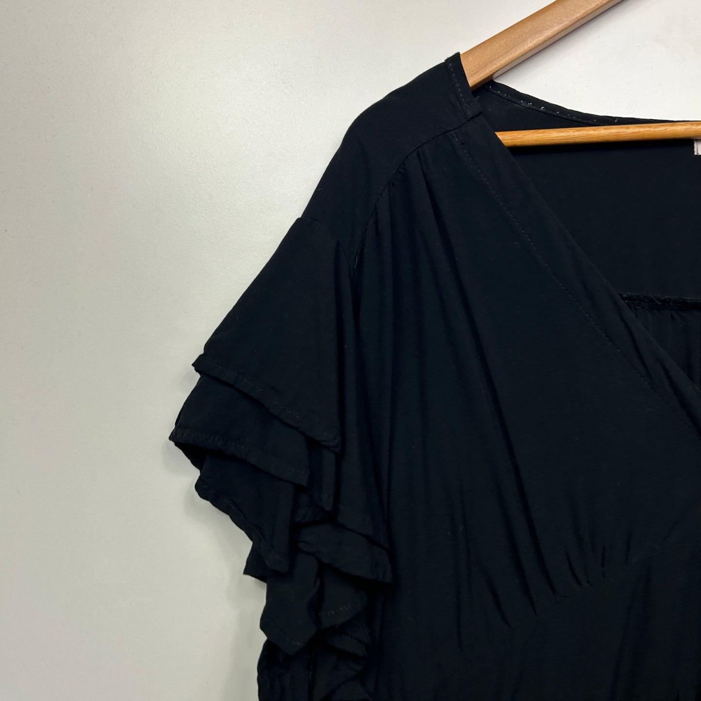 Boho Australia Maxi Dress Size 20 22 4XL Black Short Sleeve Pockets