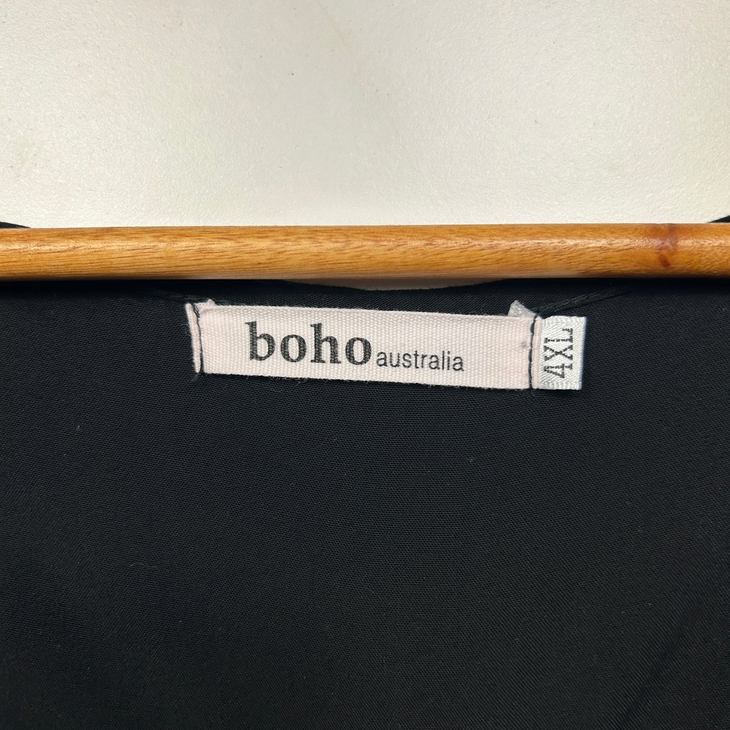Boho Australia Maxi Dress Size 20 22 4XL Black Short Sleeve Pockets