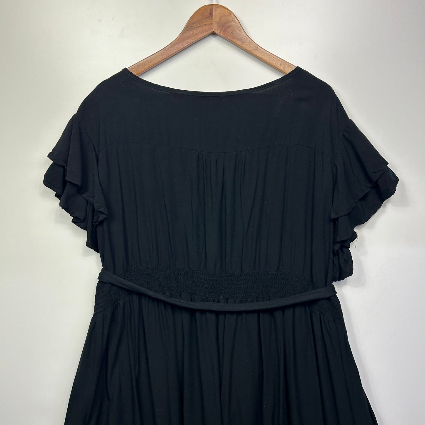 Boho Australia Maxi Dress Size 20 22 4XL Black Short Sleeve Pockets
