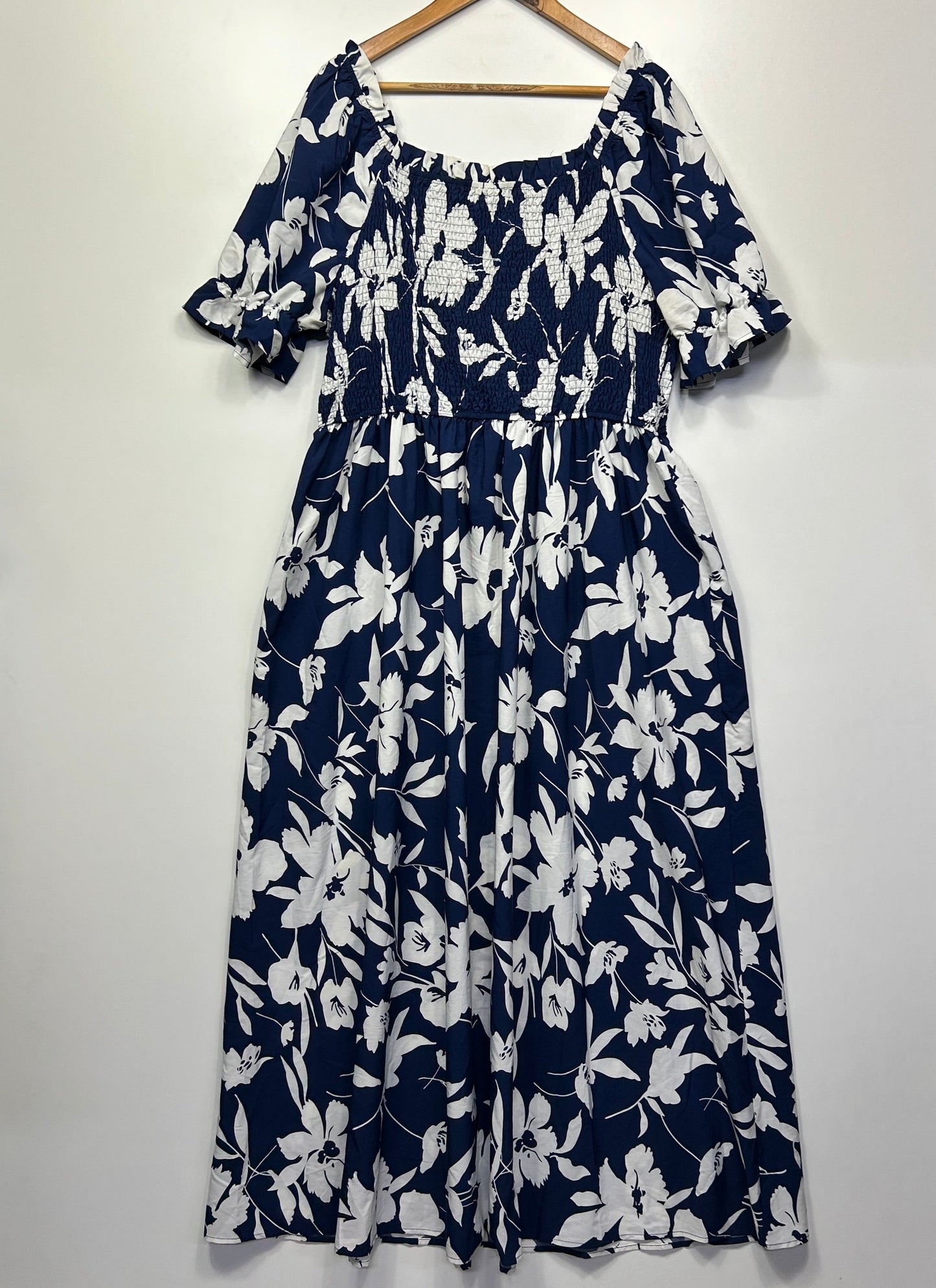 Shein Curve Maxi Dress Size 16 18 Navy White Floral