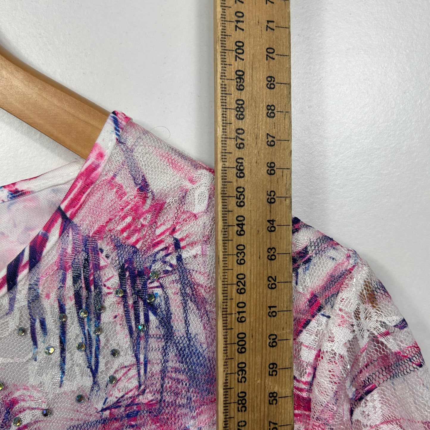 Millers Pink Purple Abstract Print Layered Top - Size 16