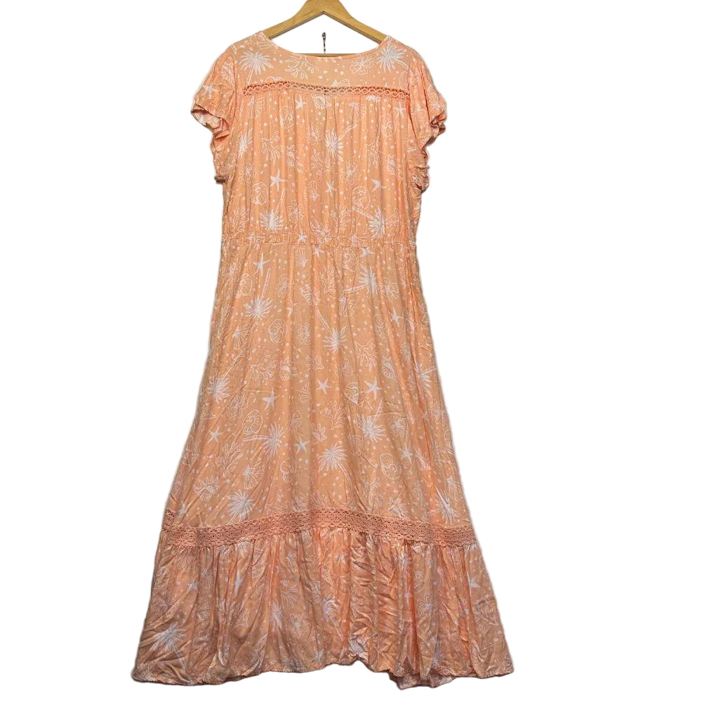 Rivers Peach Tiered Dress - Size 20
