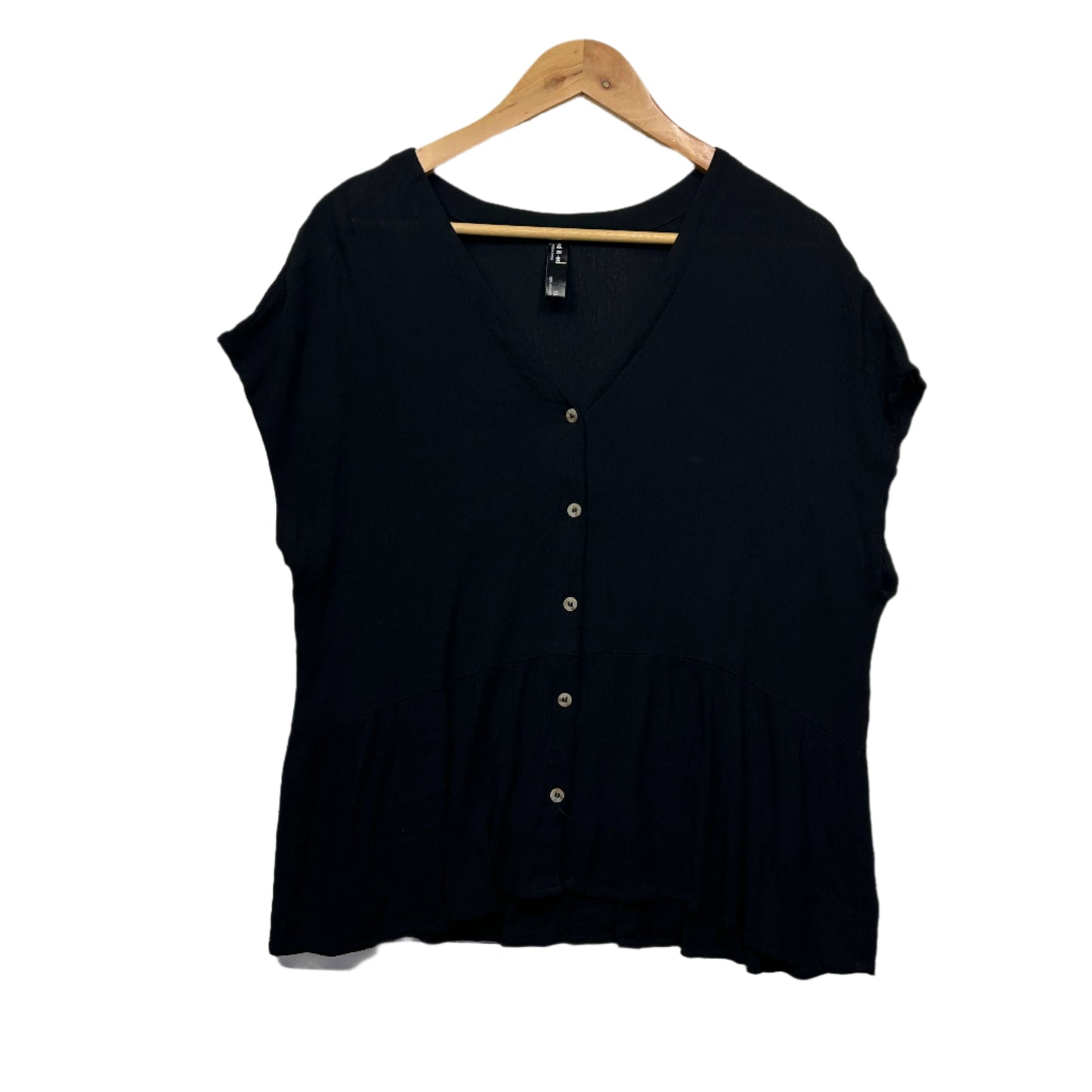 Edited Top Size 16 Black Short Sleeve V Neck Viscose