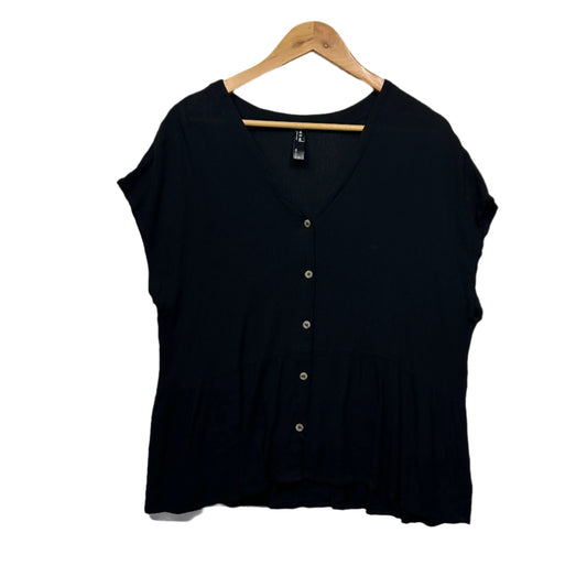 Edited Top Size 16 Black Short Sleeve V Neck Viscose