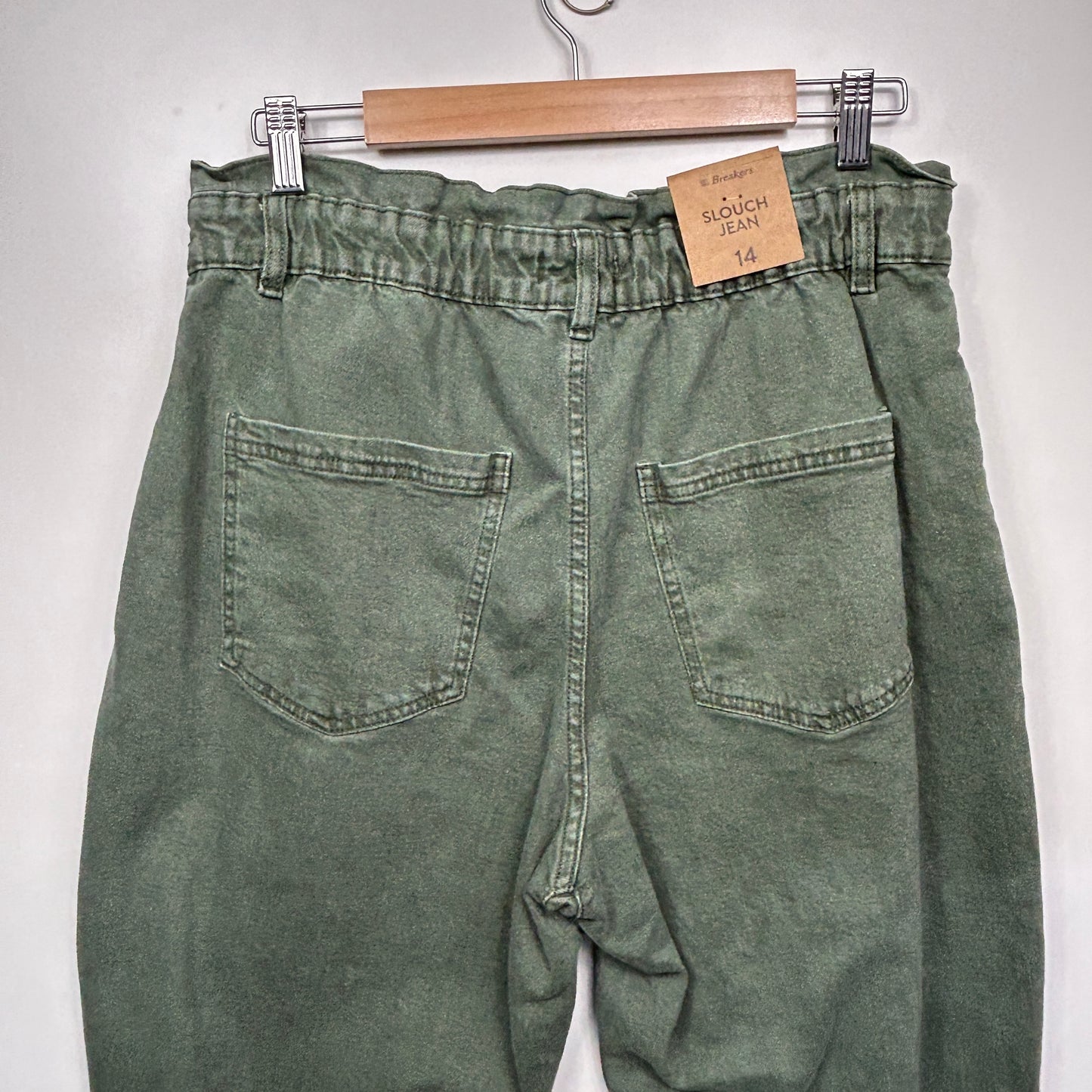 Breakers Joggers Size 14 Khaki Green Pockets Paperbag New