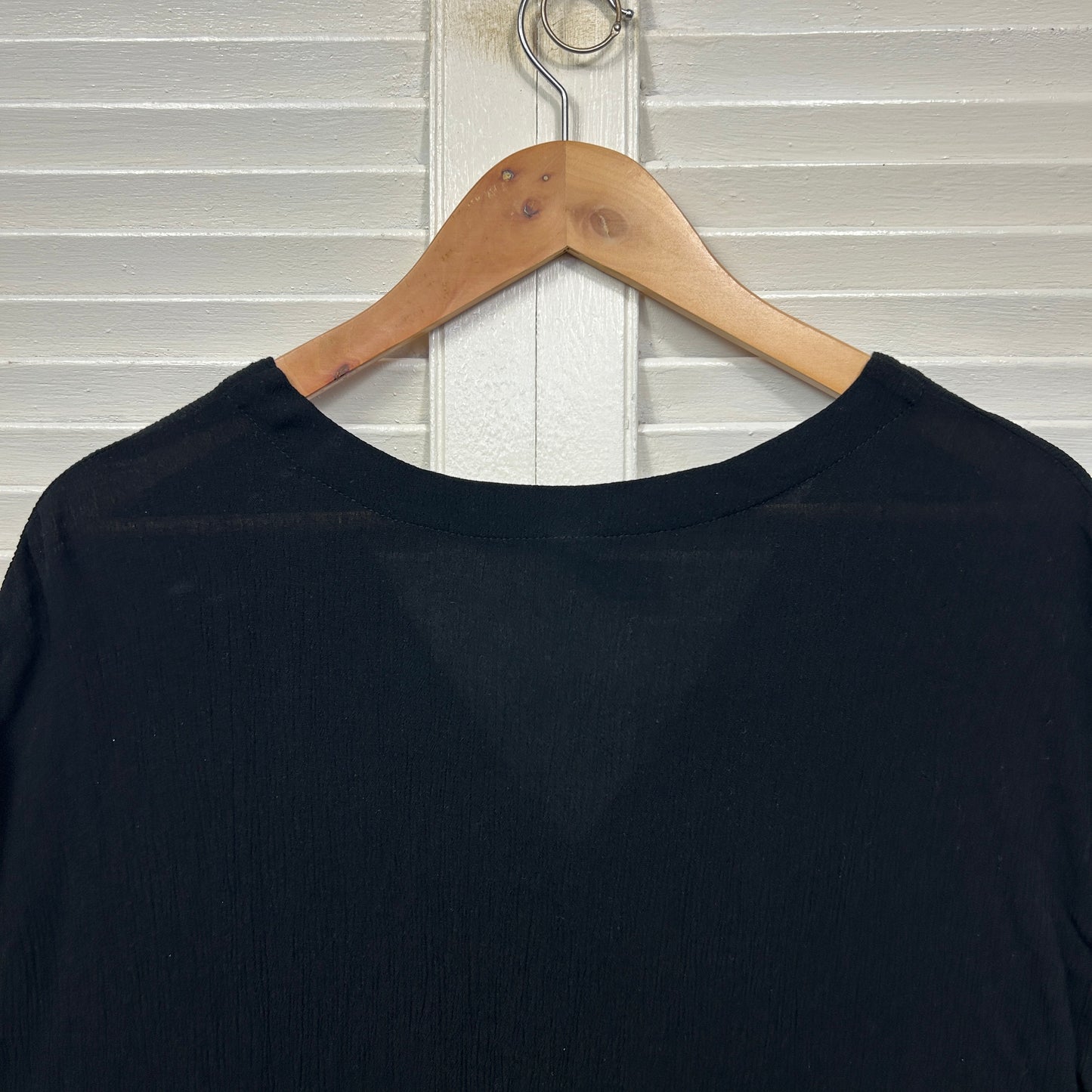 Edited Top Size 16 Black Short Sleeve V Neck Viscose