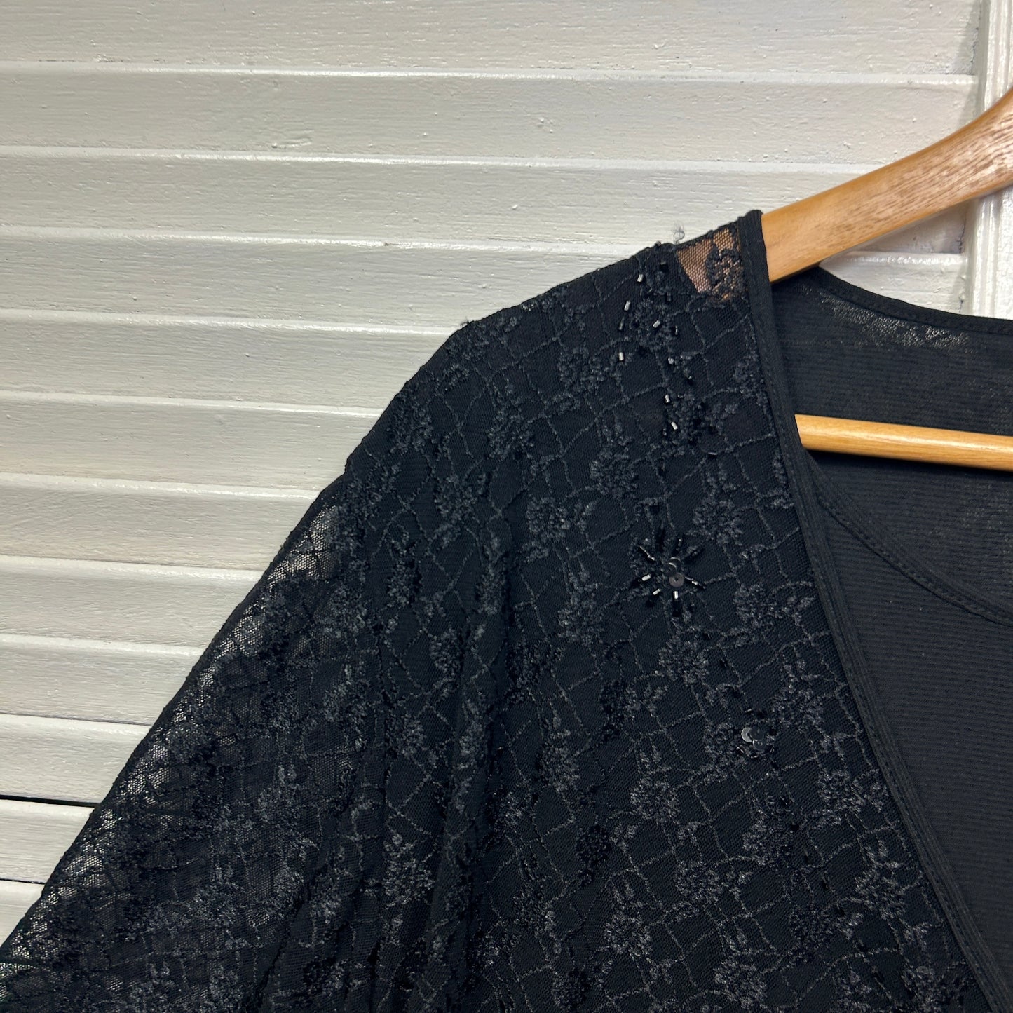 Voila Black Top Size 16 2XL Short Sleeve Sheer