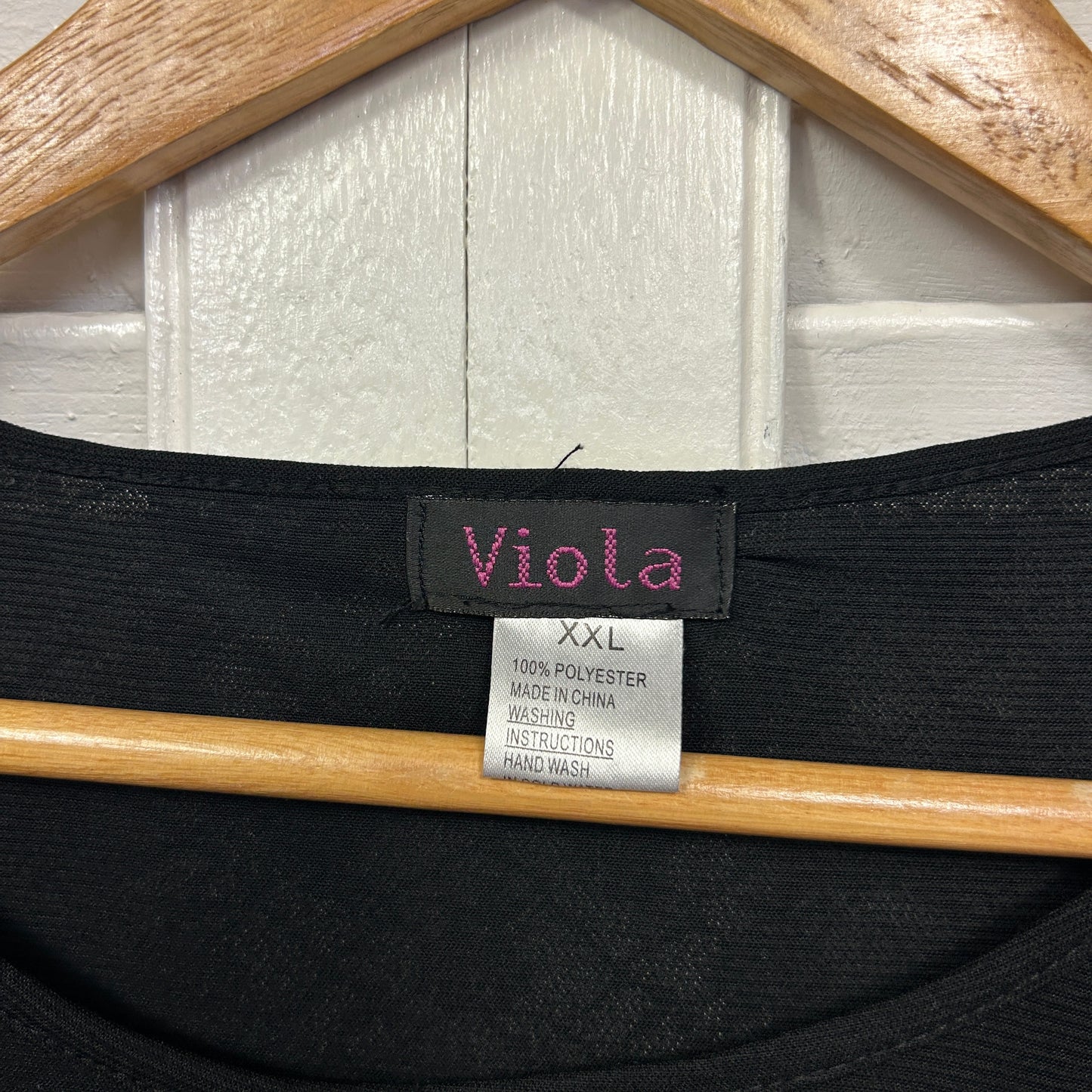 Voila Black Top Size 16 2XL Short Sleeve Sheer