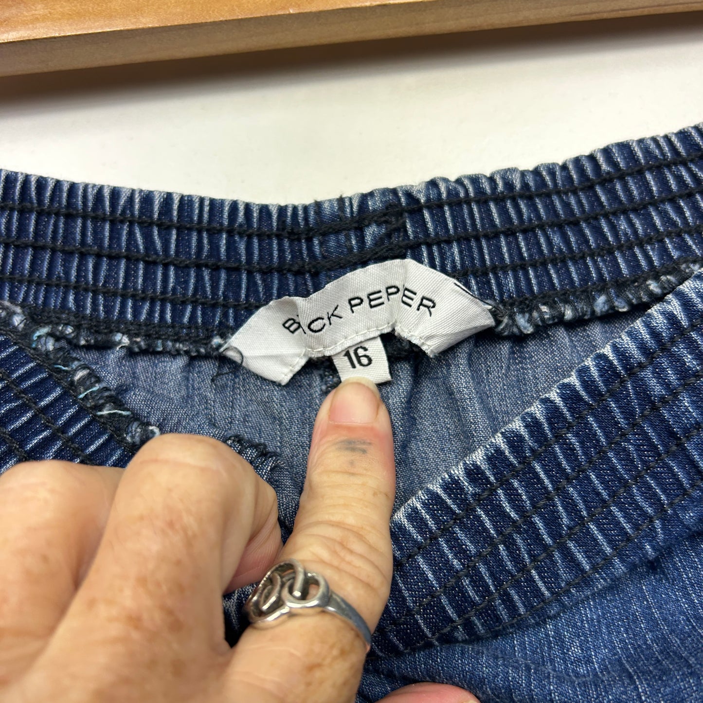 Black Pepper Pants Size 16 Pockets Blue Elastic Waist