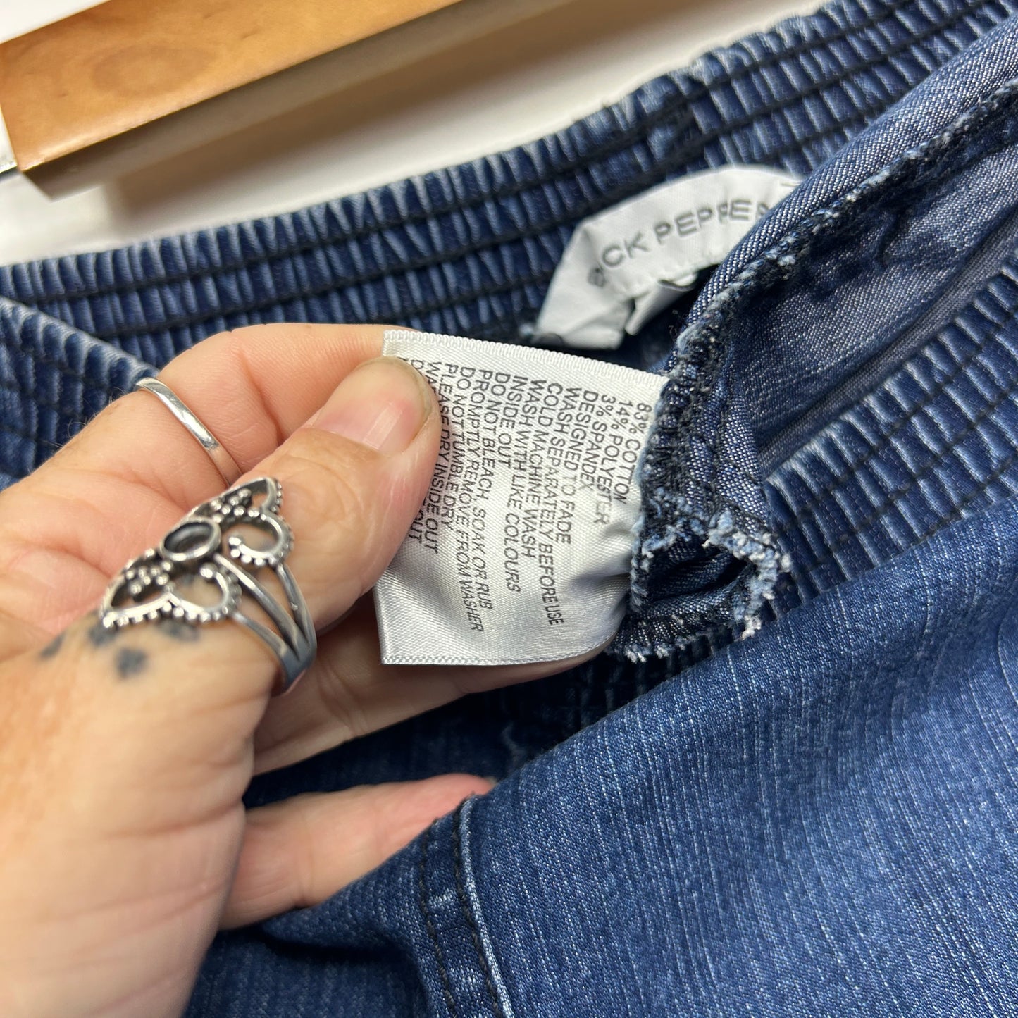 Black Pepper Pants Size 16 Pockets Blue Elastic Waist