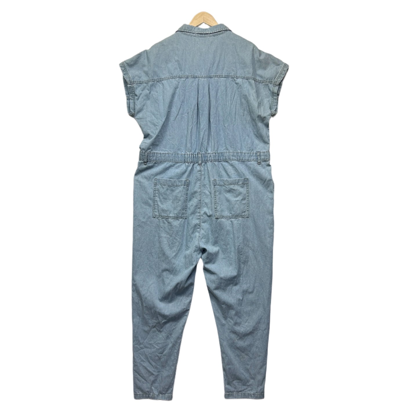 Breakers Jumpsuit Size 18 Blue Chambray Short Sleeve Pockets