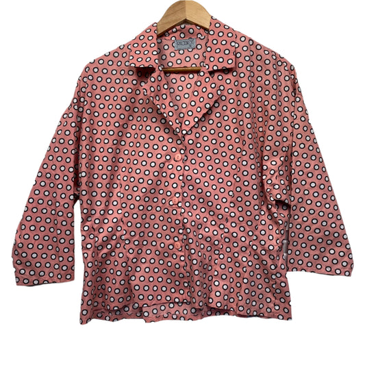 Vintage Regency Top Size 16 Pink Polka Dots Fitted