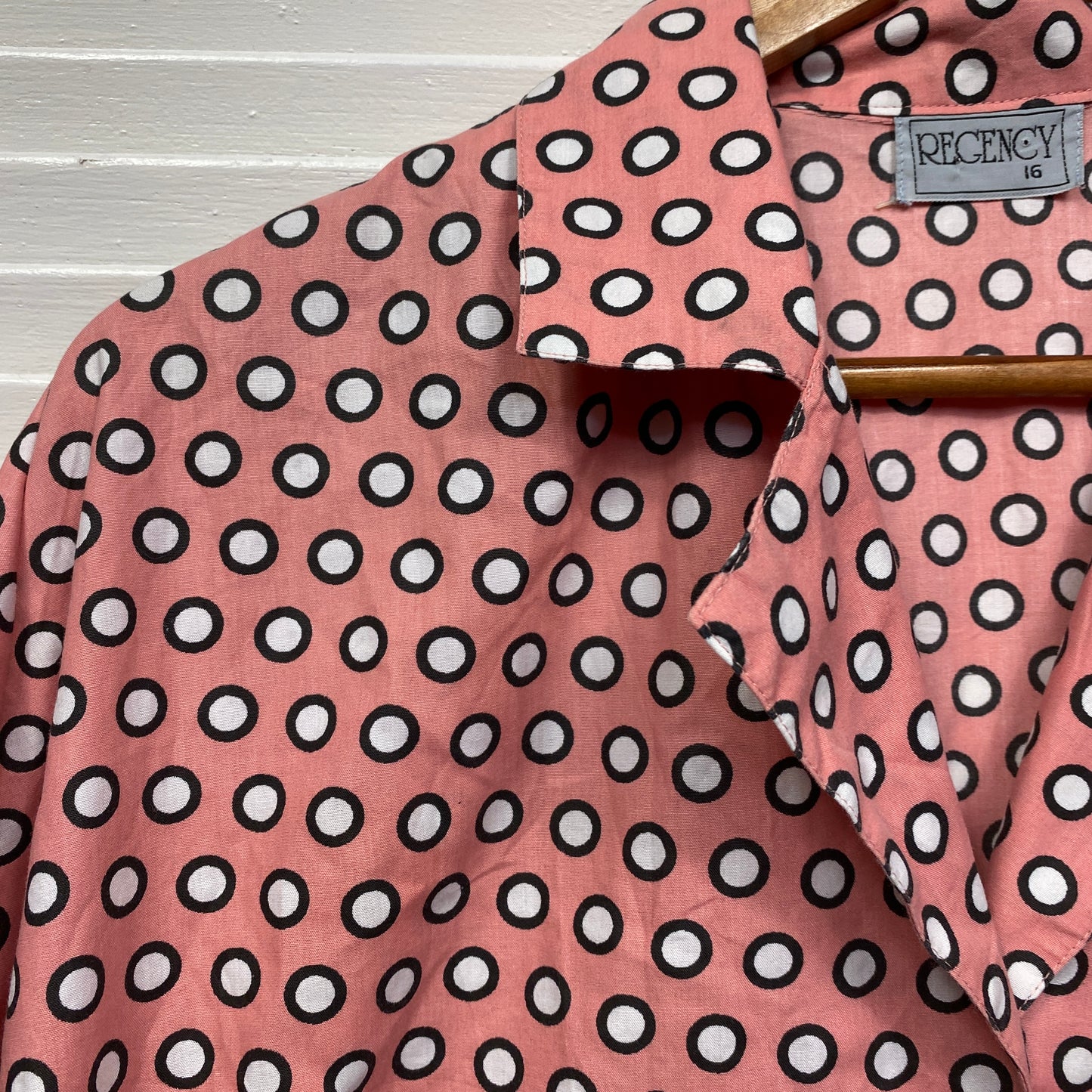 Vintage Regency Top Size 16 Pink Polka Dots Fitted