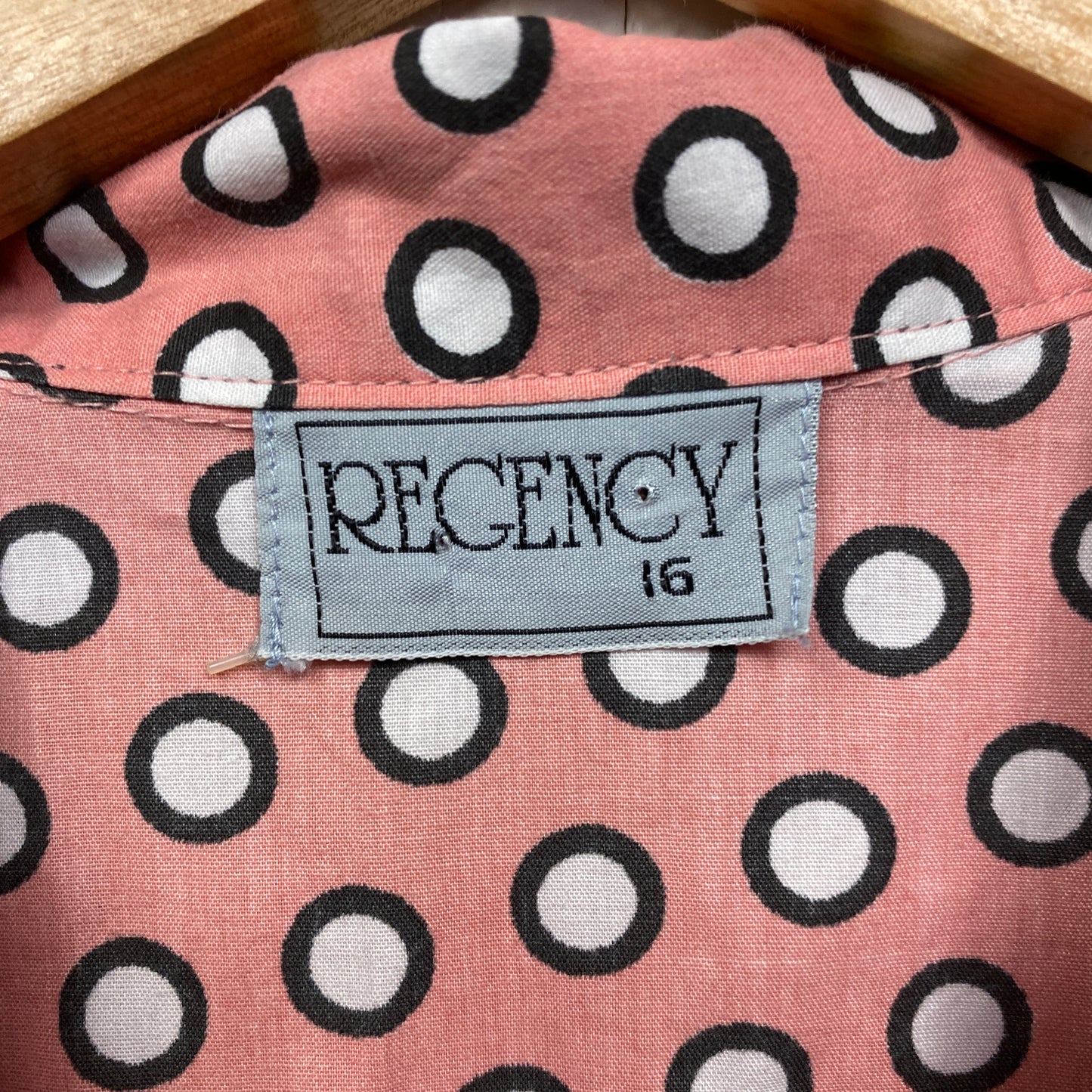 Vintage Regency Top Size 16 Pink Polka Dots Fitted