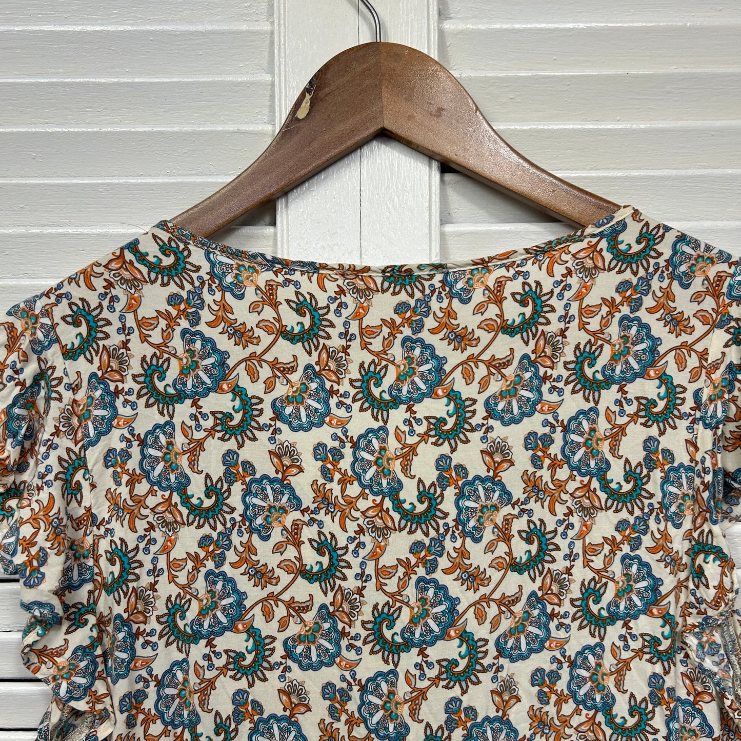 Ally Boho Top Size 14 Short Sleeve Multicoloured Floral