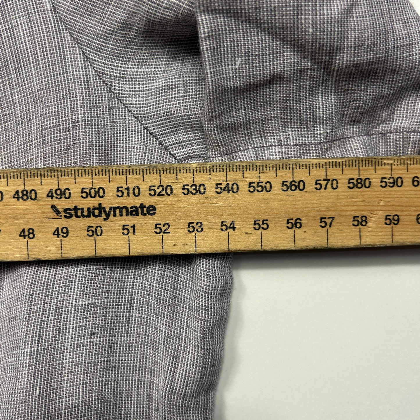 Blue Illusion Linen Top Size Large 14 Short Sleeve Grey