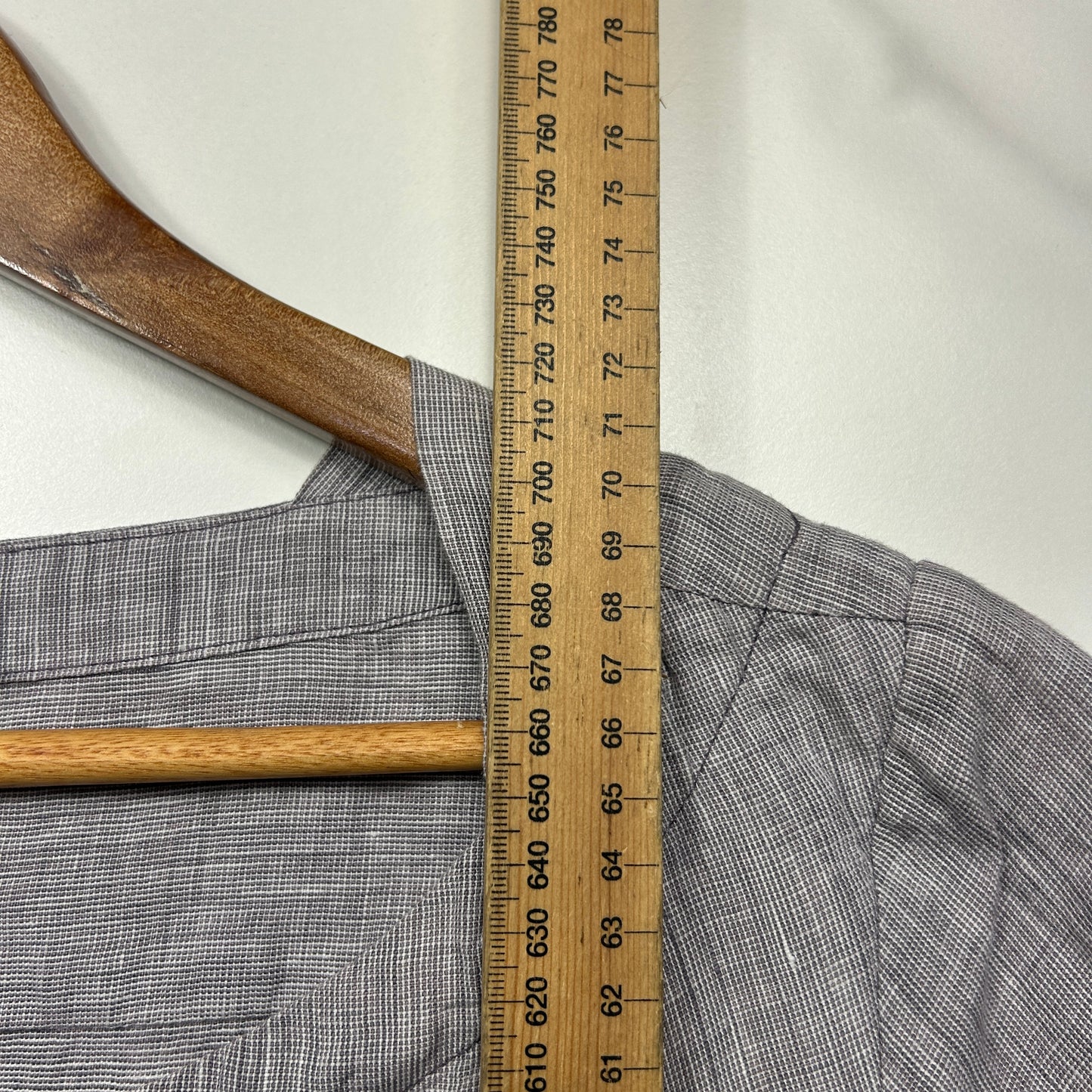 Blue Illusion Linen Top Size Large 14 Short Sleeve Grey
