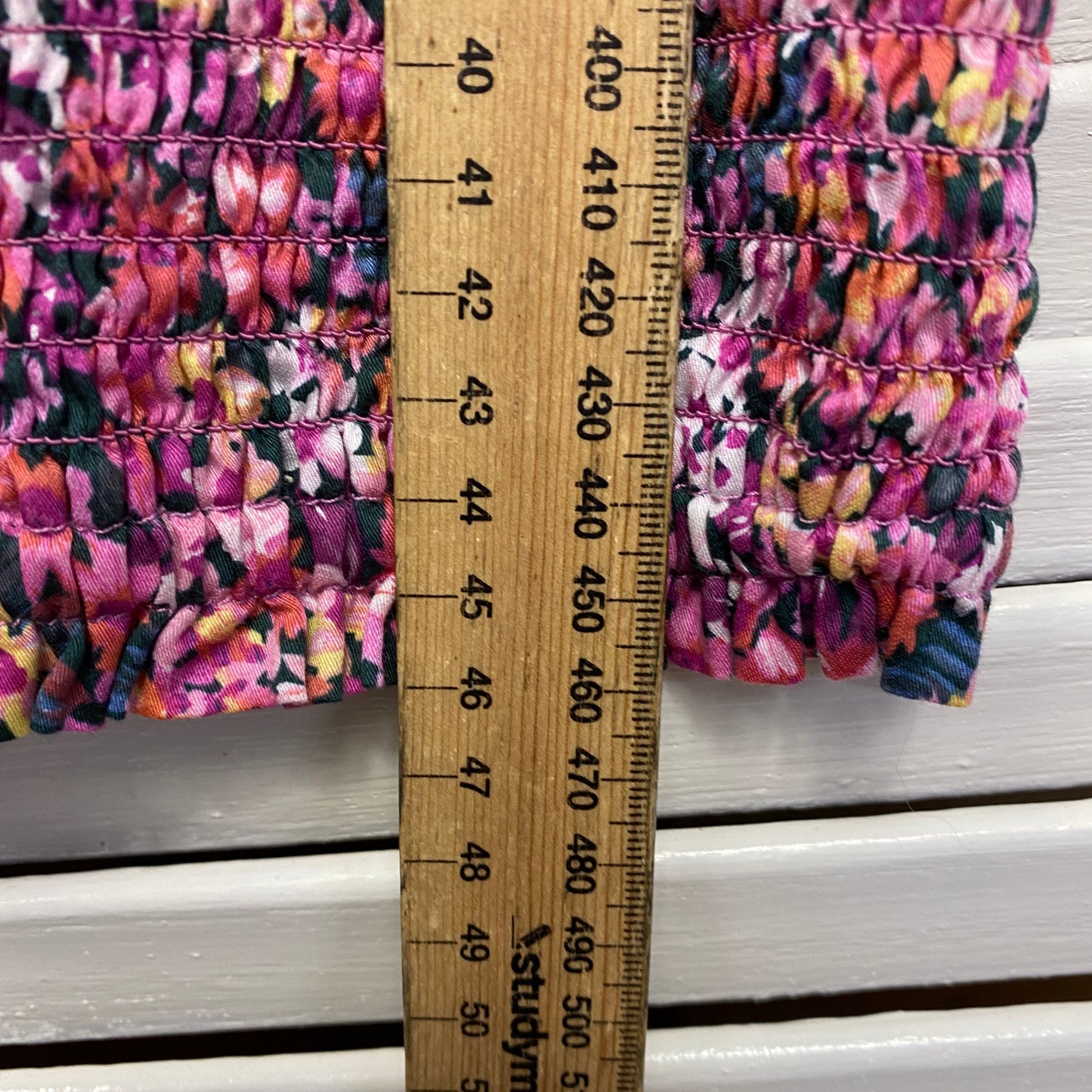 Decjuba Cropped Top Size 14 Pink Floral Ruched