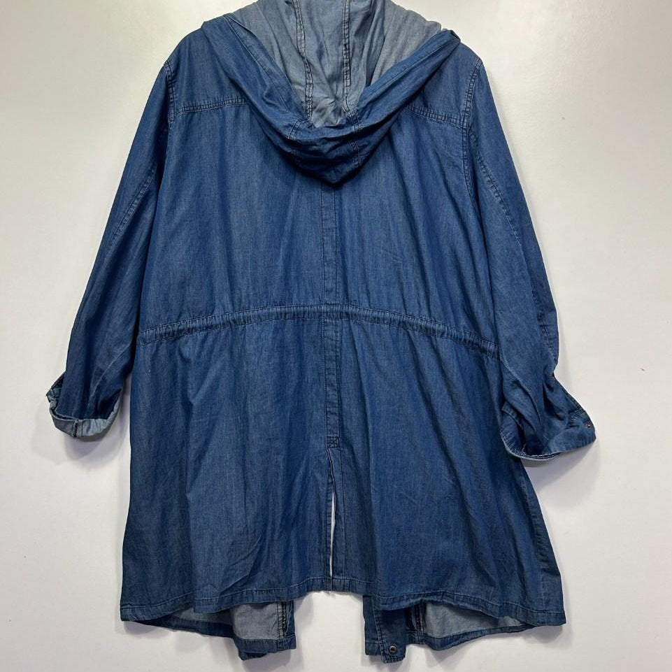 Beme Chambray Cotton Hooded Jacket - Size 22