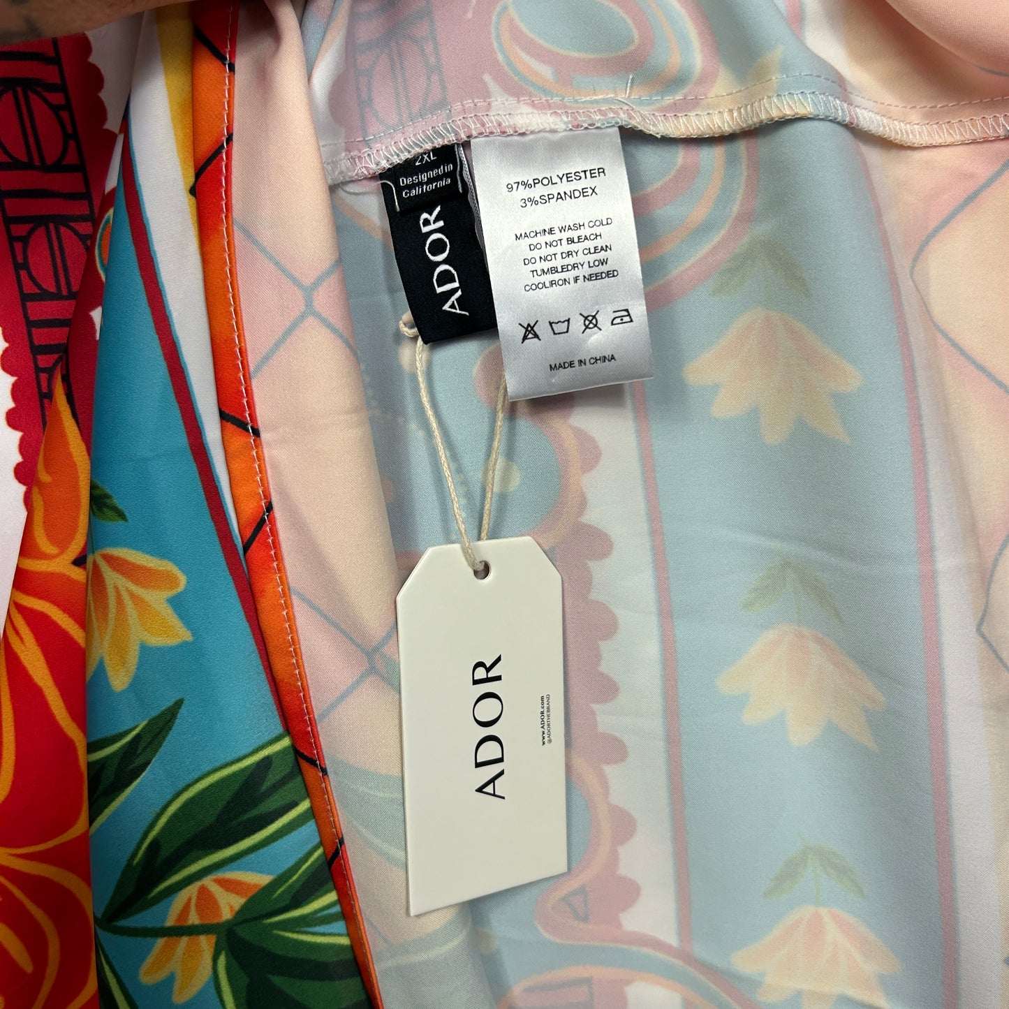 Ador Dress Size 2XL 16 18 Multicoloured Floral Short Sleeve
