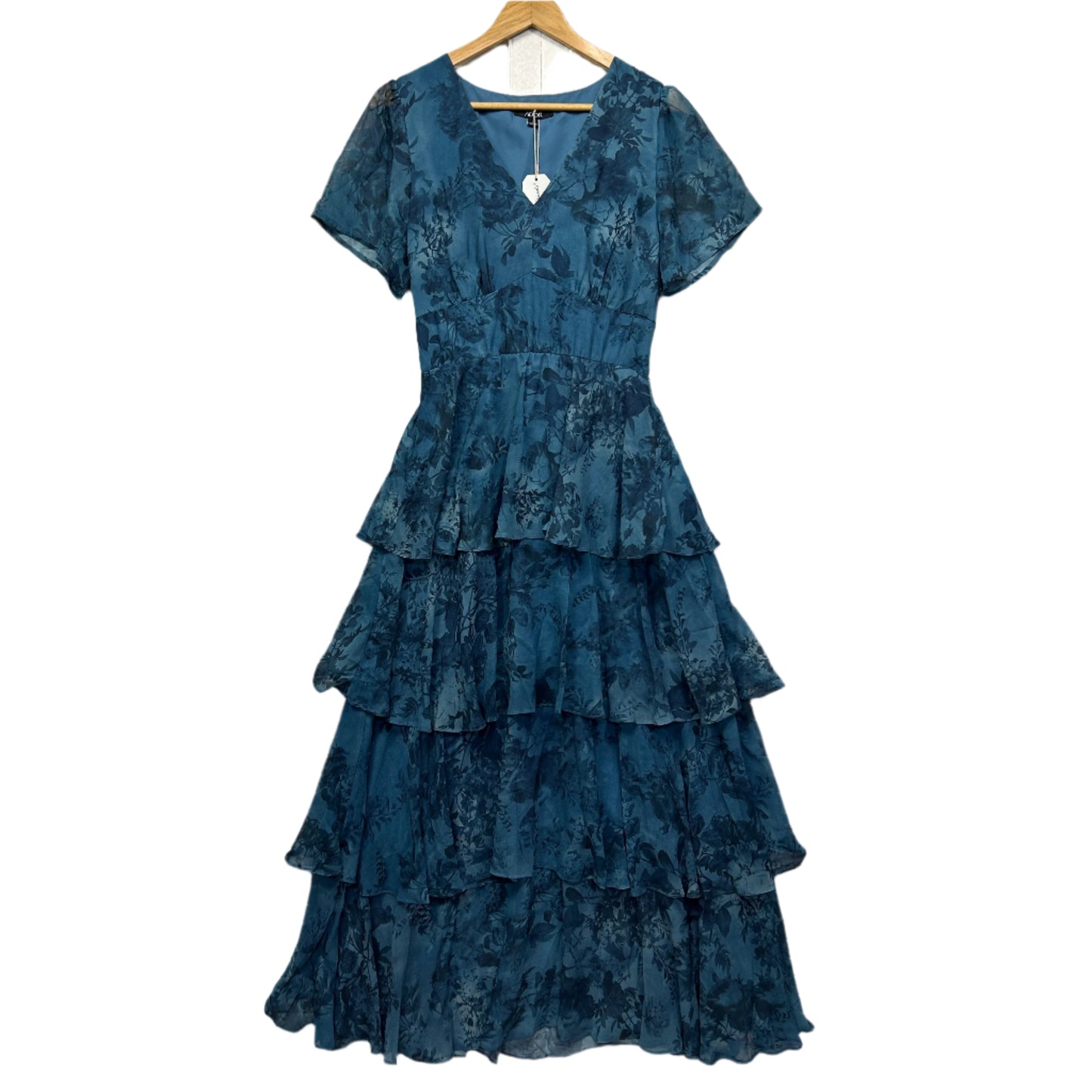 Ador Dress Size 14 Large Teal Black Floral Cocktail New