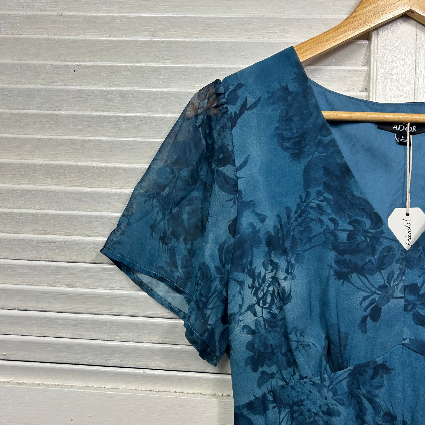 Ador Dress Size 14 Large Teal Black Floral Cocktail New