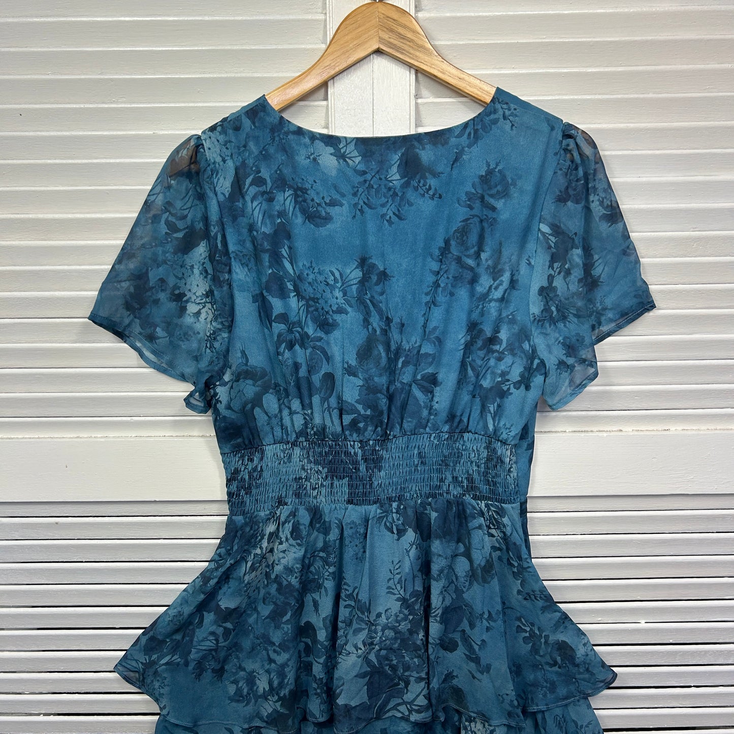 Ador Dress Size 14 Large Teal Black Floral Cocktail New