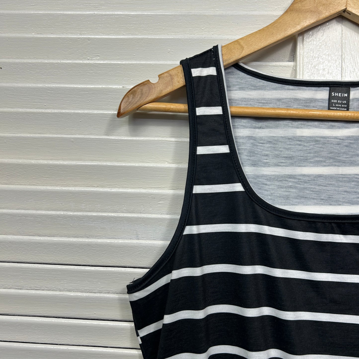 Shein Dress Size Large 14 Black White Striped Sleeveless