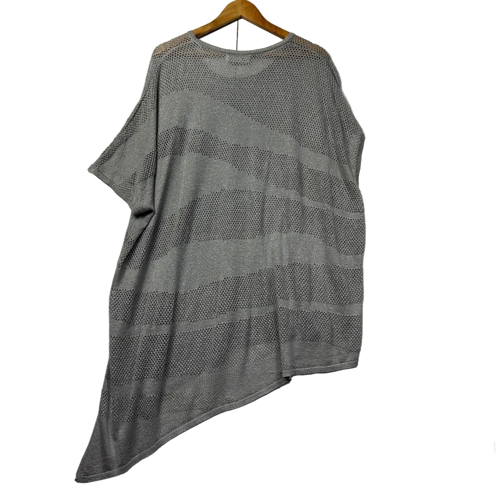 Virtuelle Grey Metallic Knit Sheer Top - Size 20/L