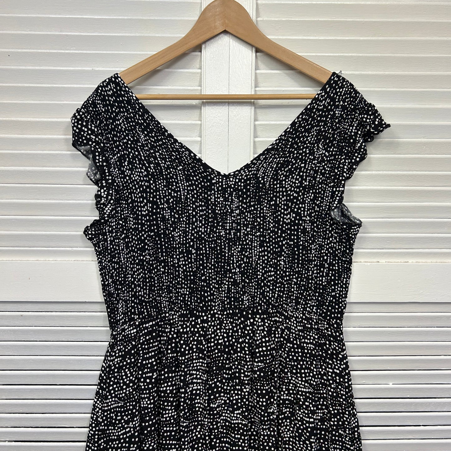 Rockmans Maxi Dress Size 18 Black White Short Sleeve Pockets Viscose