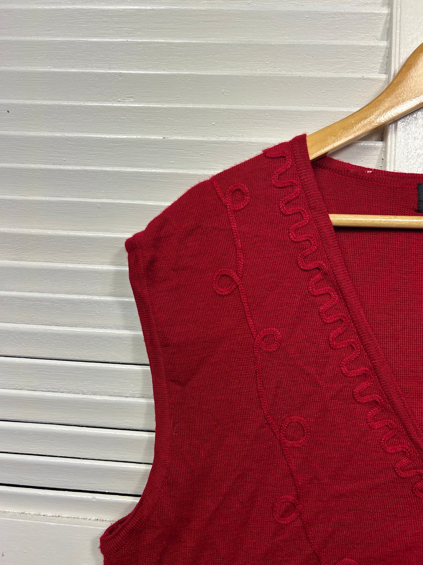Vintage Wool Vest Size Large 14 Red Sleeveless Jumper