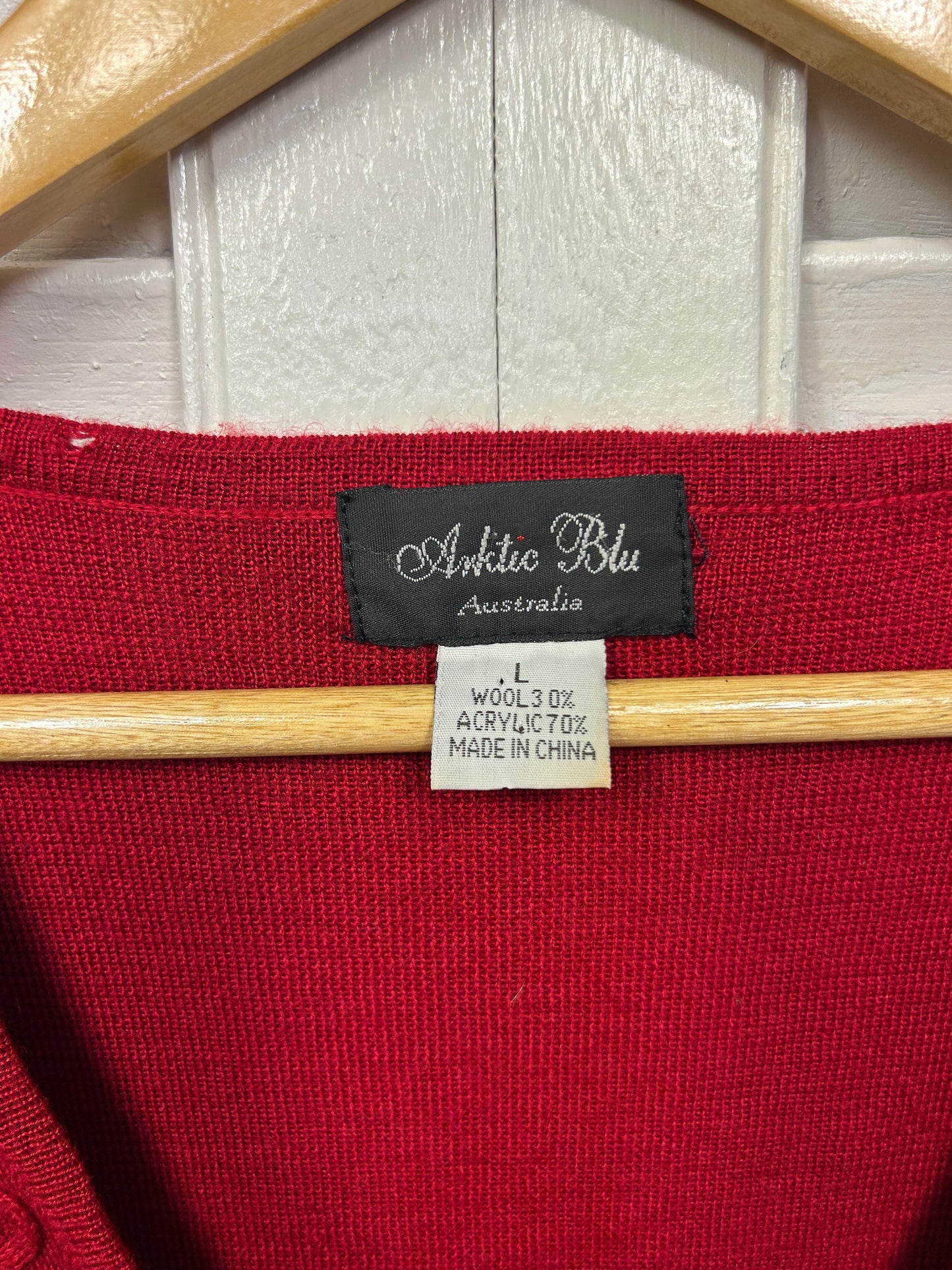 Vintage Wool Vest Size Large 14 Red Sleeveless Jumper