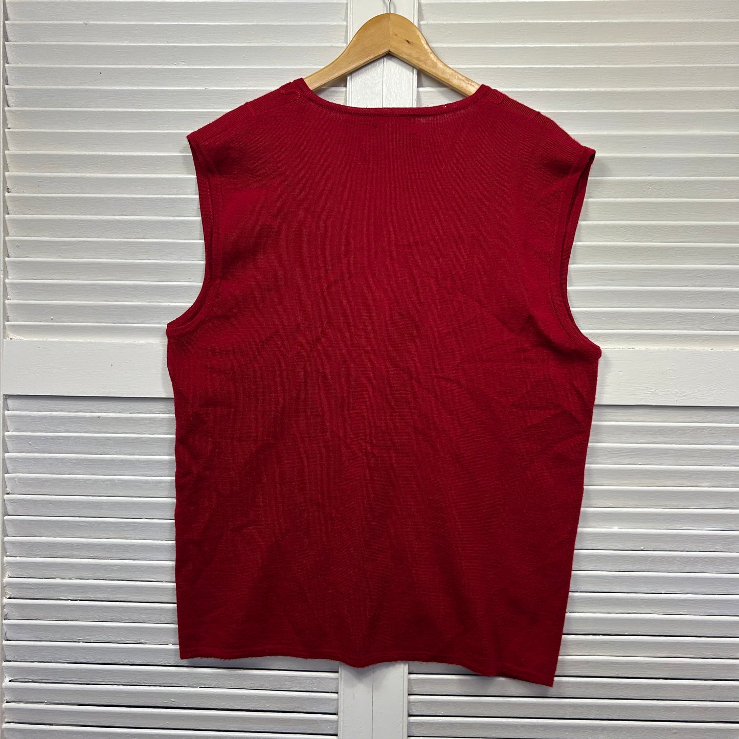 Vintage Wool Vest Size Large 14 Red Sleeveless Jumper