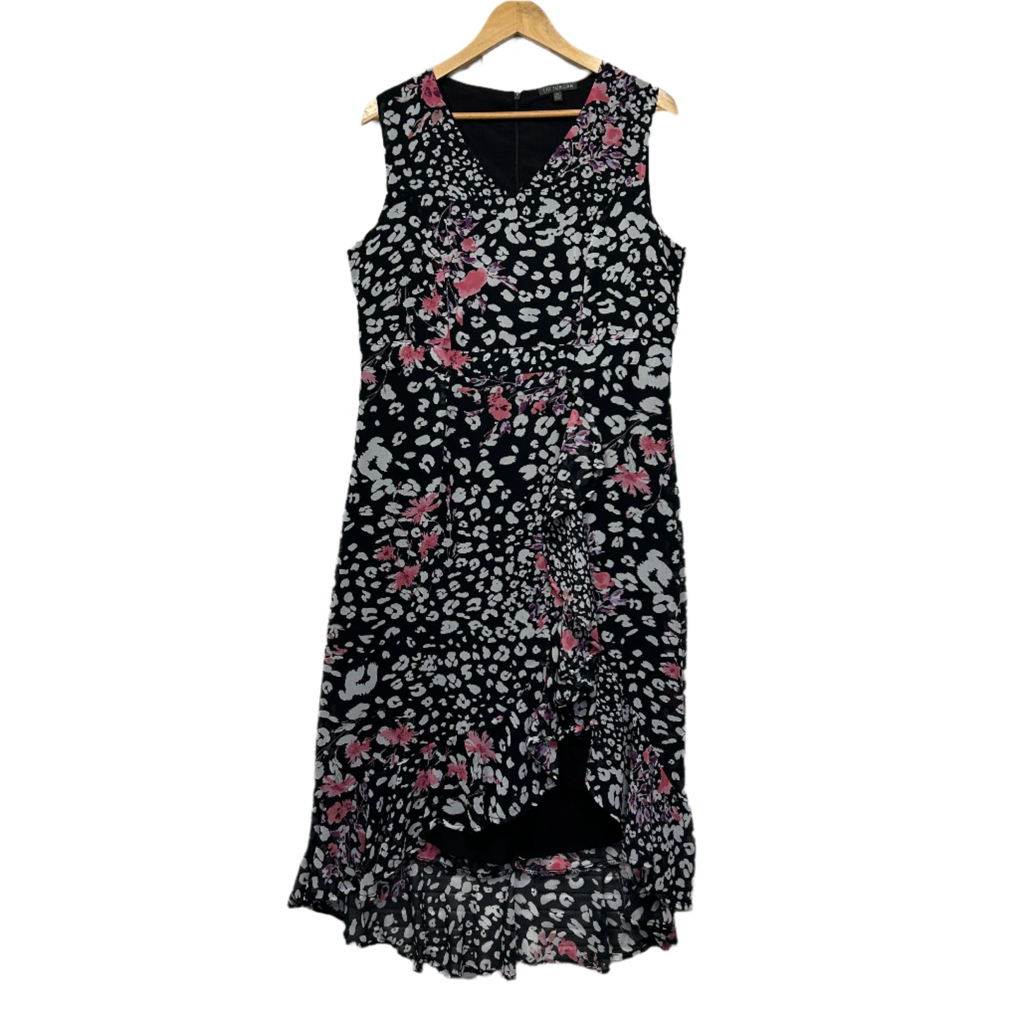 Liz Jordan Dress Size 14 Sleeveless Black White Pink Cocktail