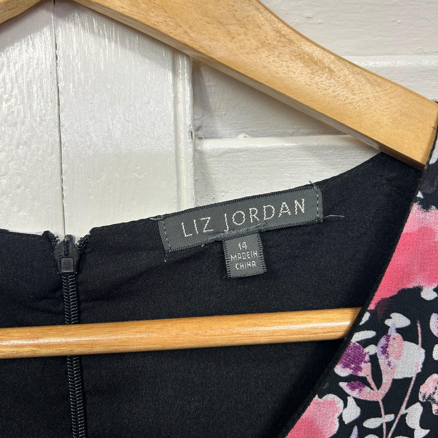 Liz Jordan Dress Size 14 Sleeveless Black White Pink Cocktail