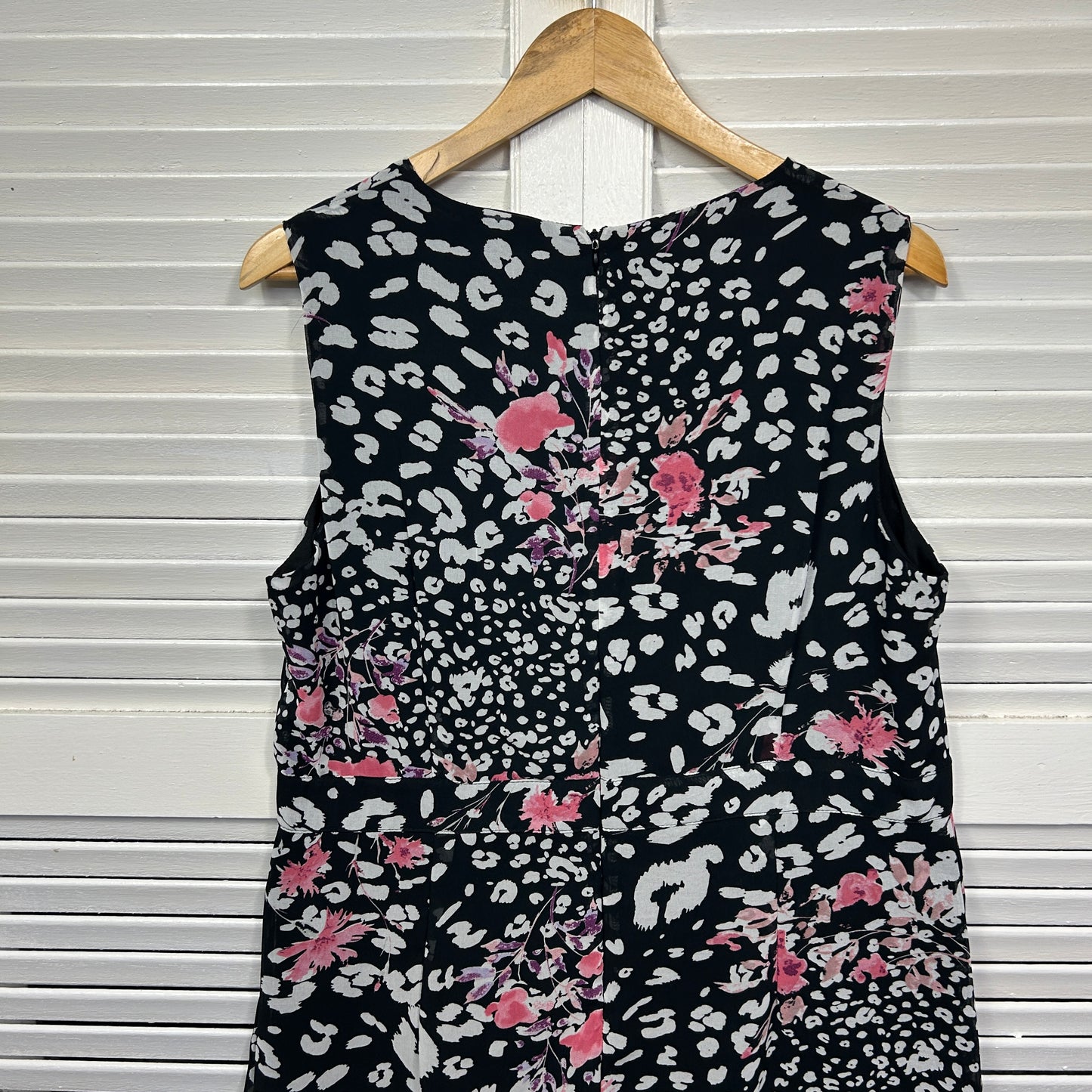 Liz Jordan Dress Size 14 Sleeveless Black White Pink Cocktail