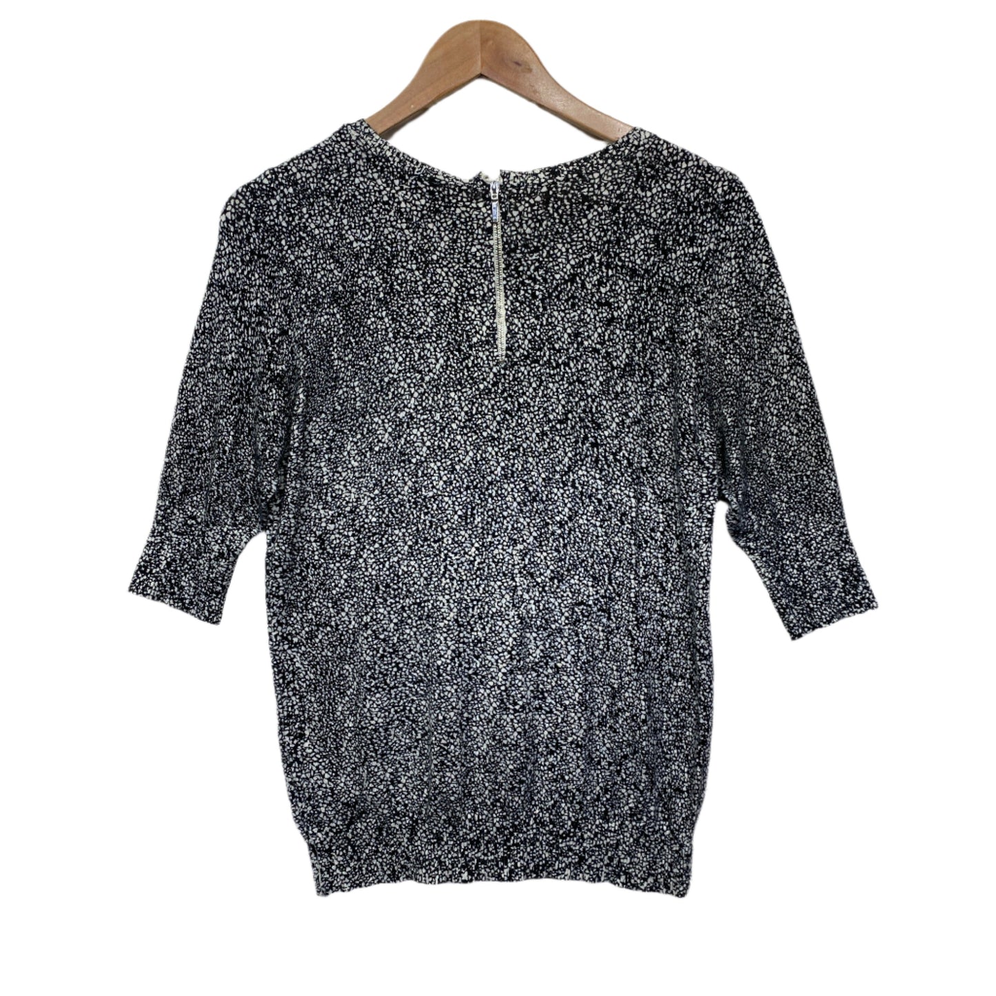 Portmans Knit Top Size 14 Large Short Sleeve Black White