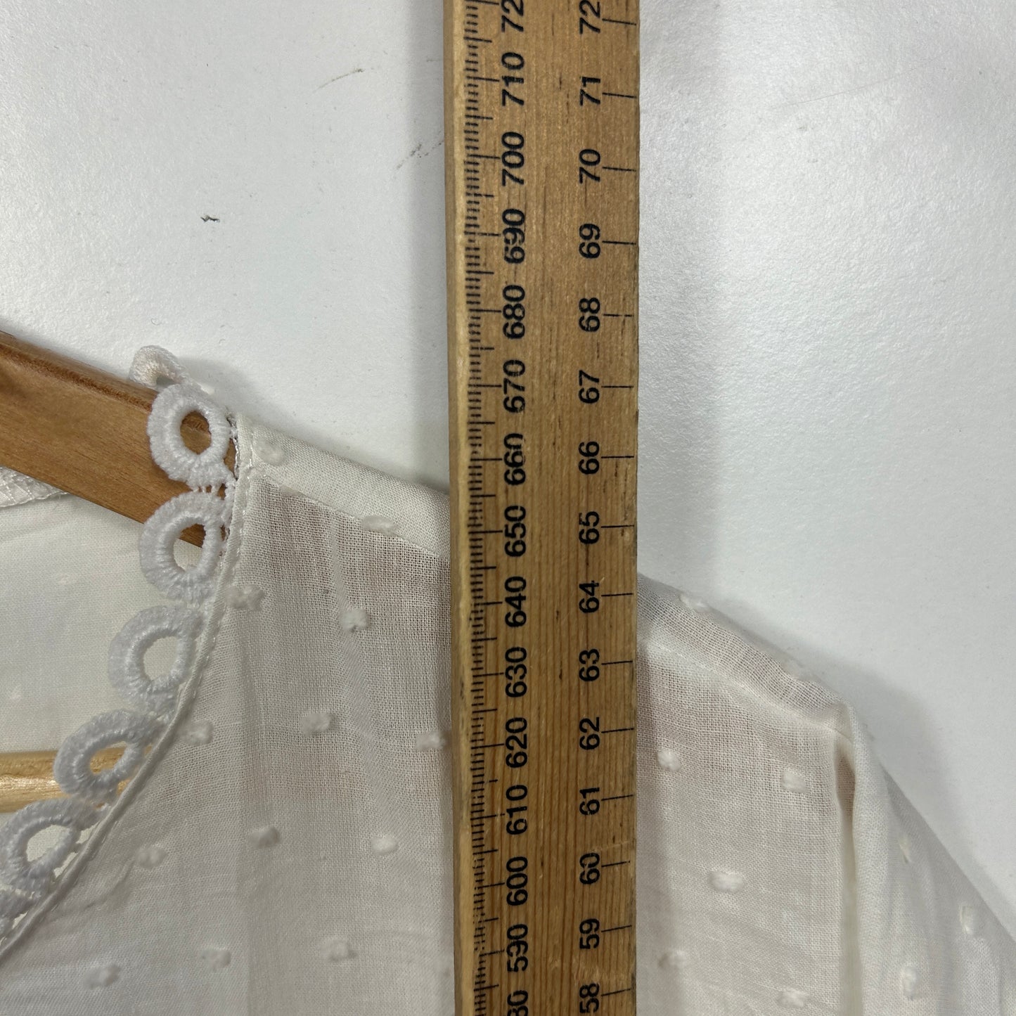 Shein White Swiss Dot Lace Boho Top - Size 14