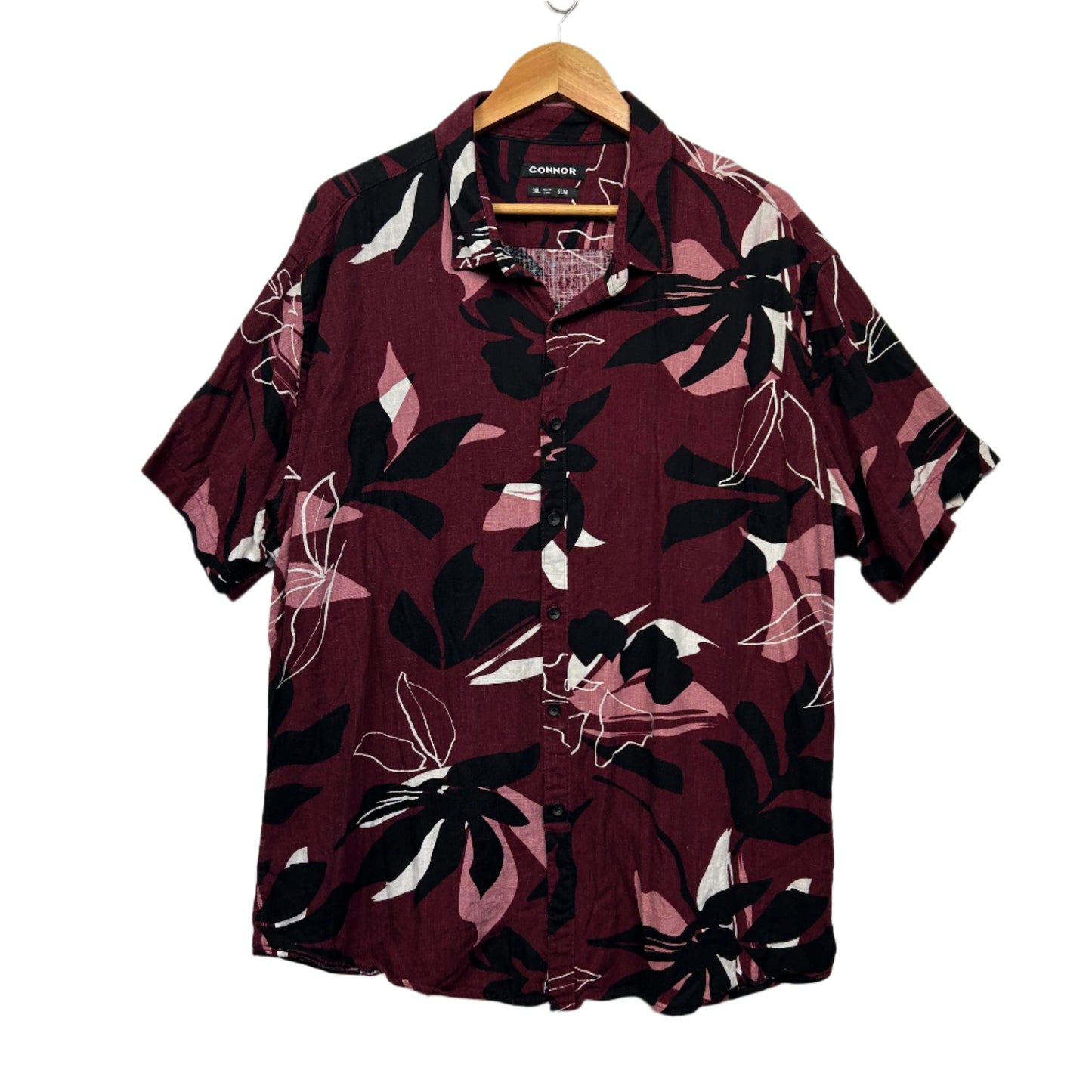 Connor Shirt Size 3Xl Slim Fit Short Sleeve Maroon Floral