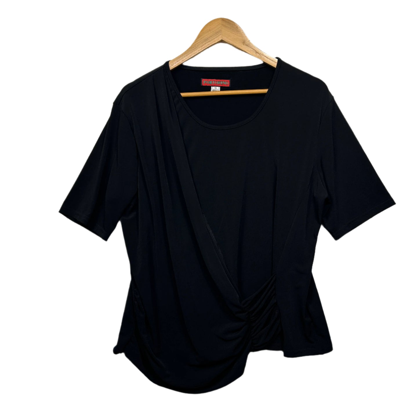 Portofino Top Size 16 Black Short Sleeve Made in Australia