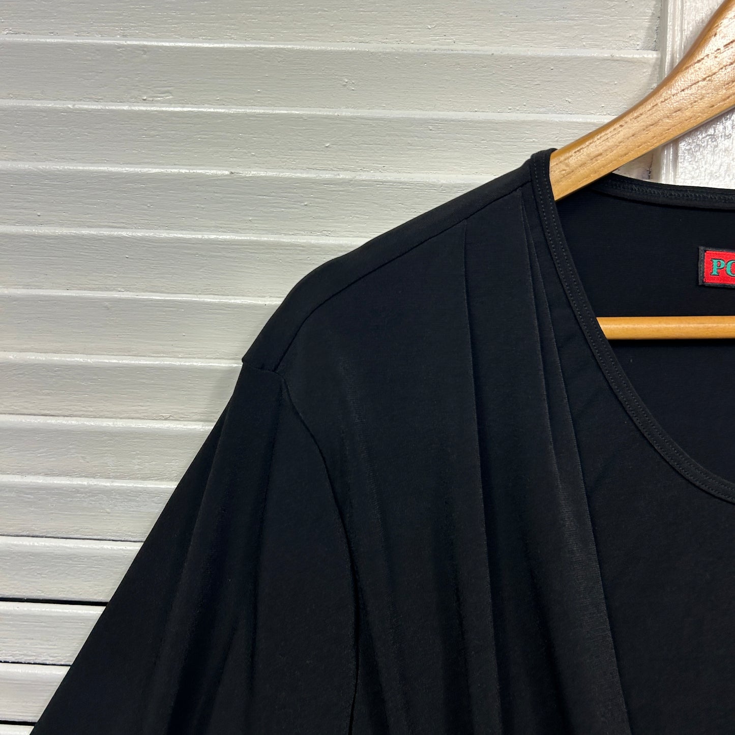 Portofino Top Size 16 Black Short Sleeve Made in Australia