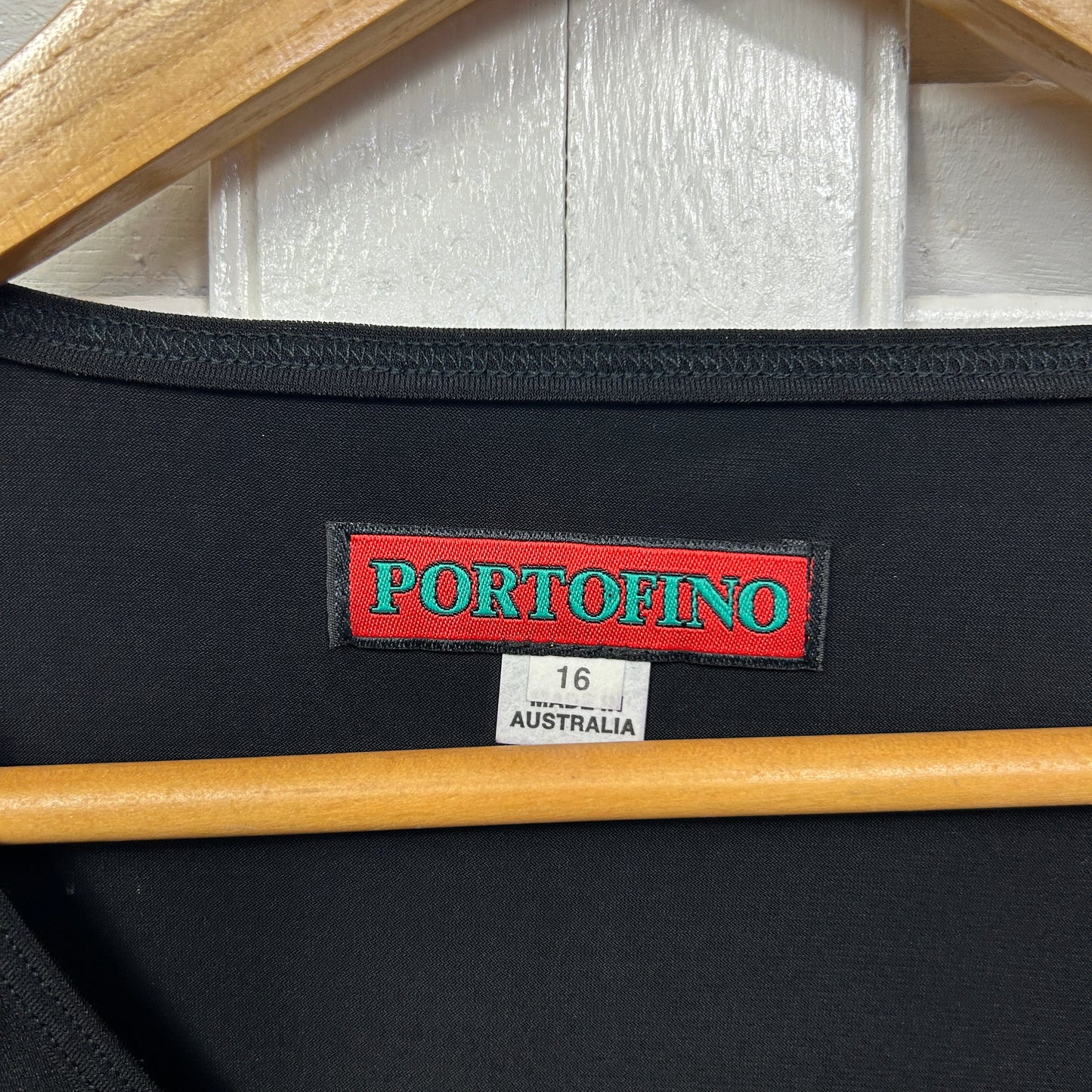 Portofino Top Size 16 Black Short Sleeve Made in Australia