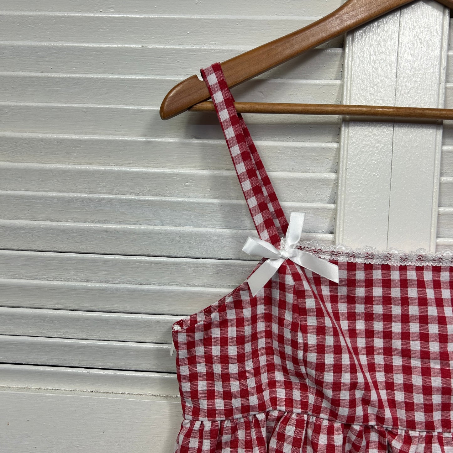 Shein Crop Top Size 14 Large Red Gingham Check