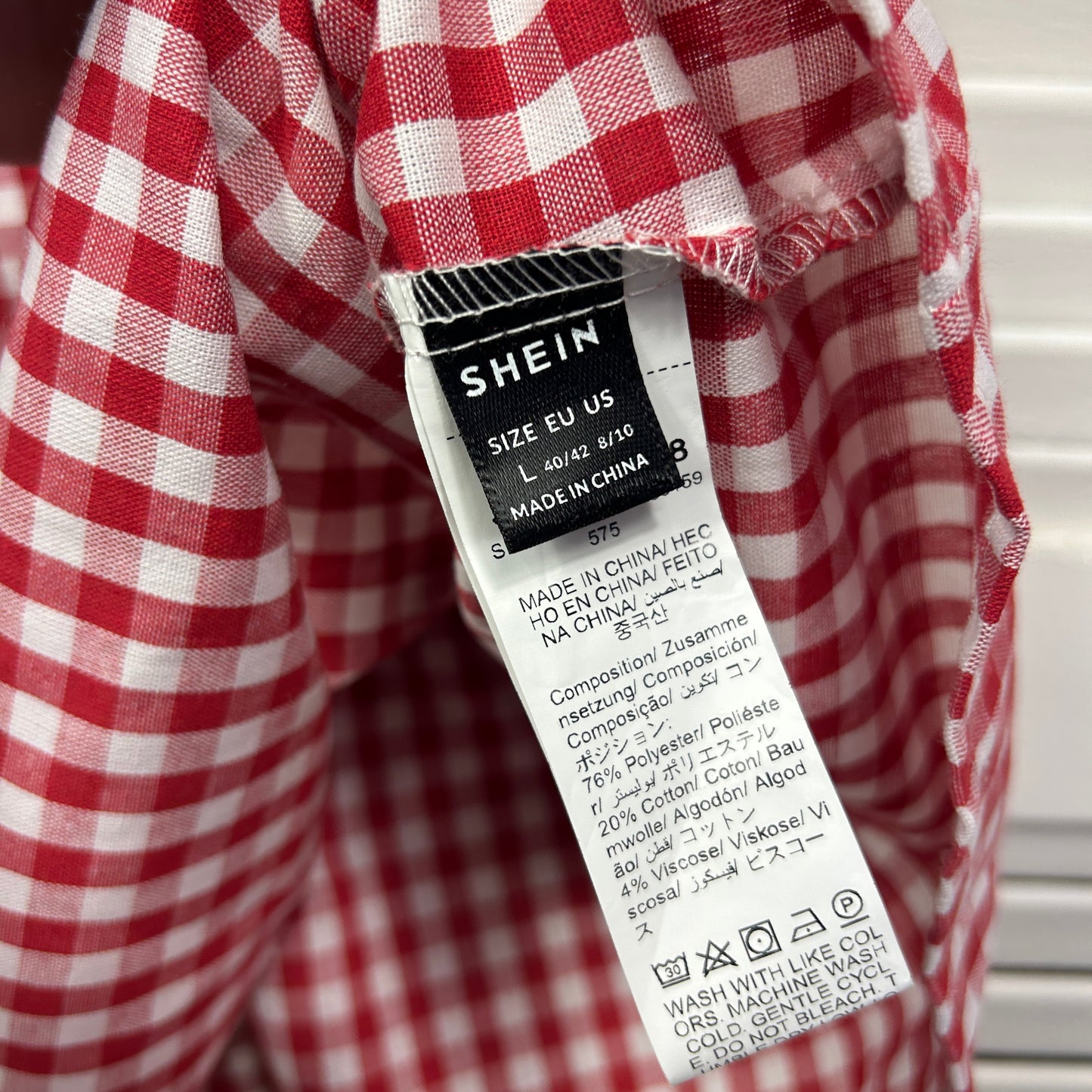 Shein Crop Top Size 14 Large Red Gingham Check
