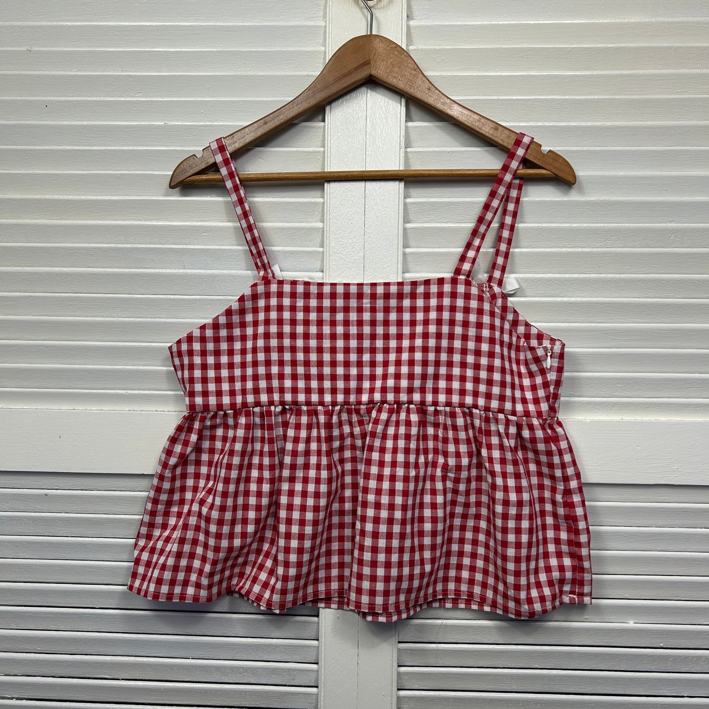 Shein Crop Top Size 14 Large Red Gingham Check