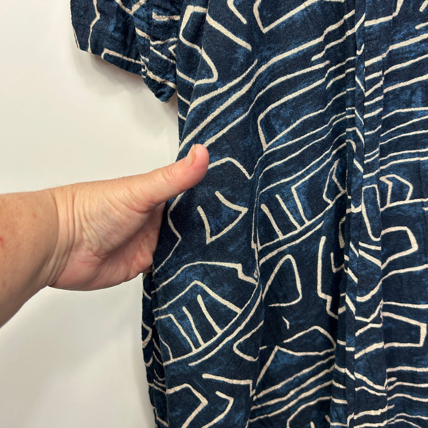 Hourglass Tunic Top Size 16 18 XL Button Up Short Sleeve Linen Blend Pockets