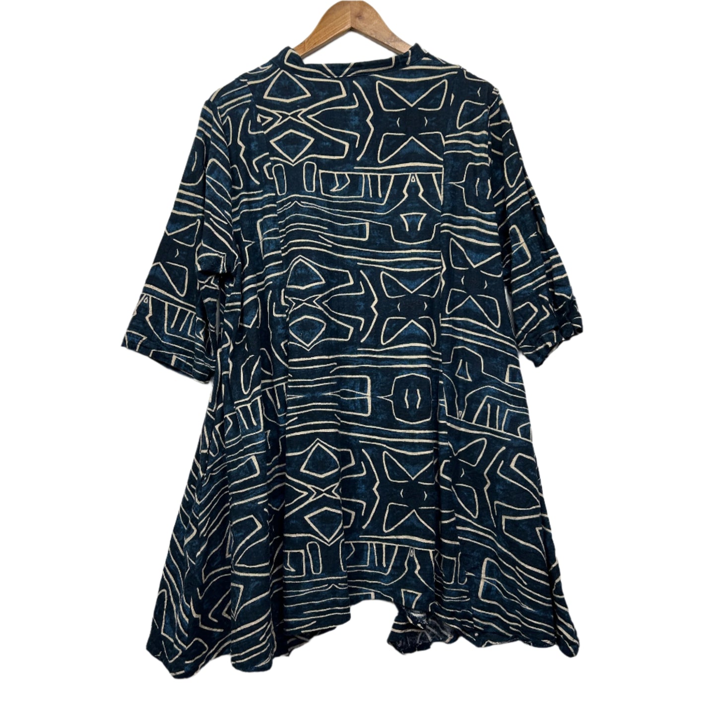 Hourglass Tunic Top Size 16 18 XL Button Up Short Sleeve Linen Blend Pockets